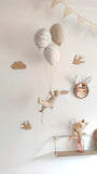 Lapin & ballons - Feuilles beige clair