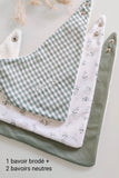 Lot de 3 bavoirs bandanas - Vert