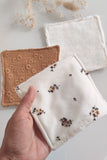Lingettes lavables réutilisables - Fleurs camel