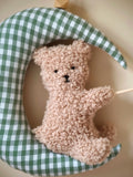 Nounours sur sa lune avec prénom - Vichy vert