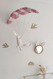 Lapin en parapente - Rose
