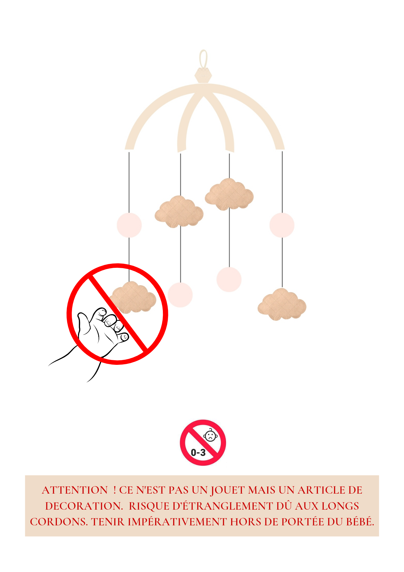 Mobile décoratif Lapin & Ballons - vichy beige