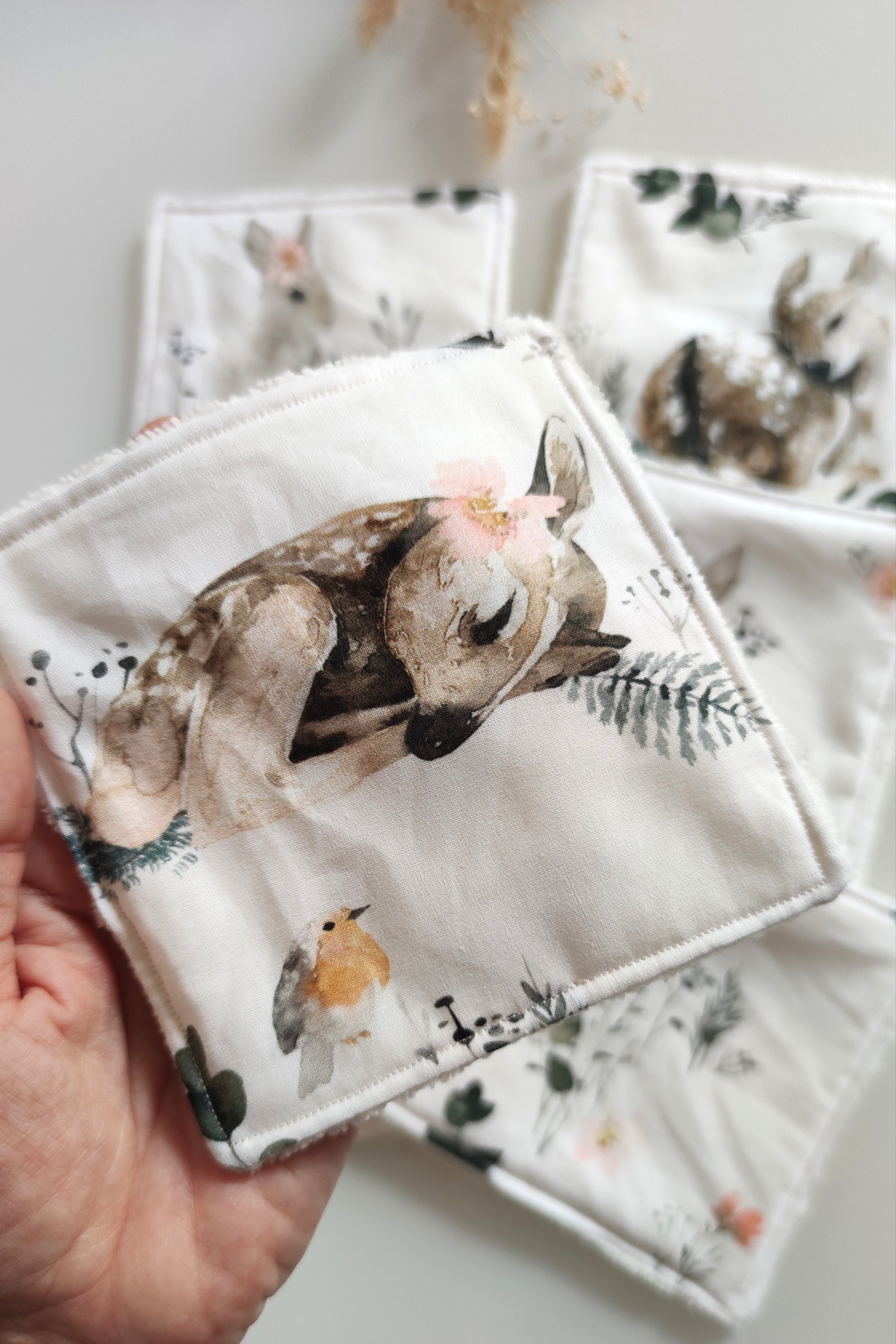 Lot de 6 lingettes lavables - Animaux