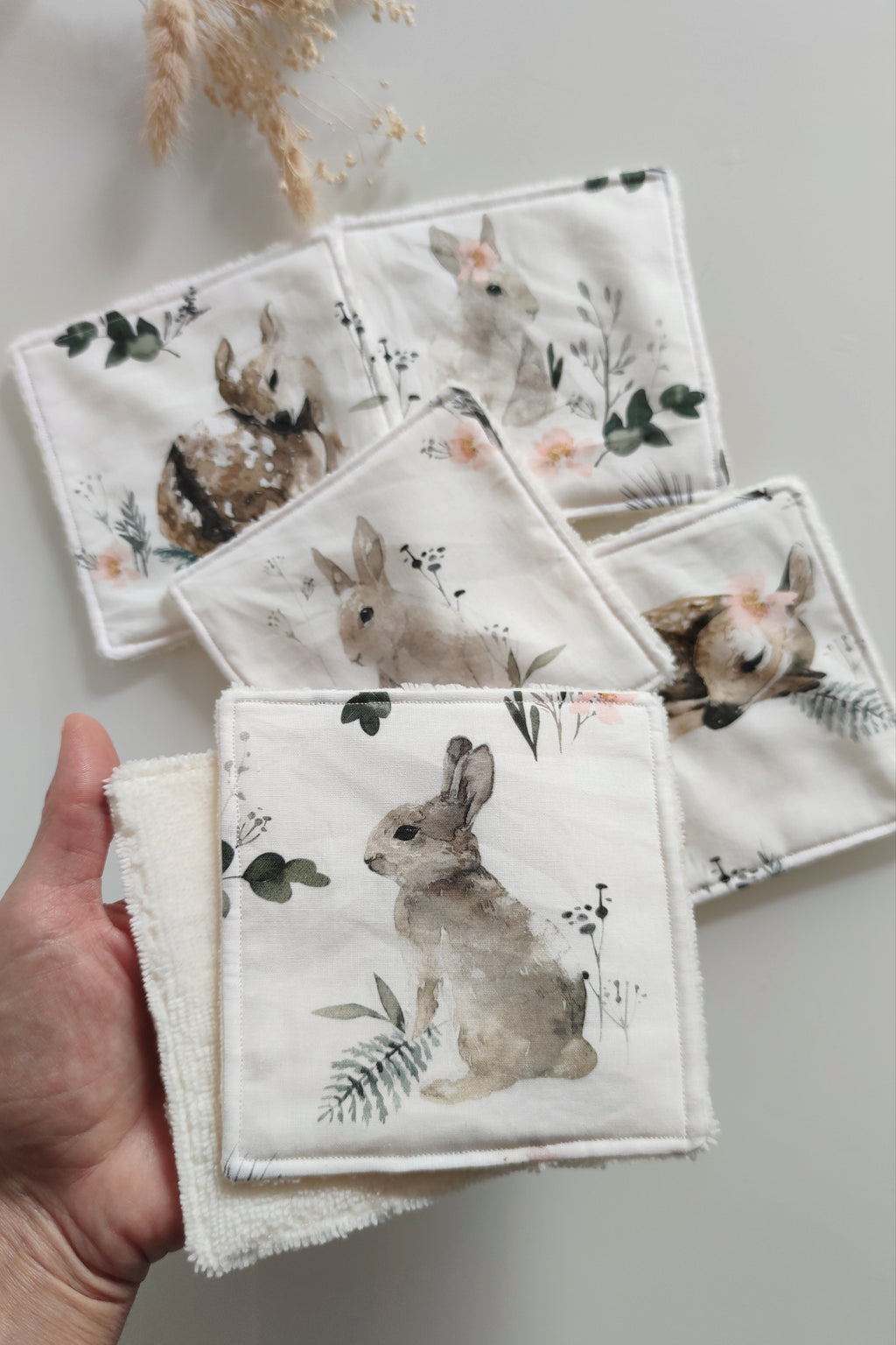 Lot de 6 lingettes lavables - Animaux