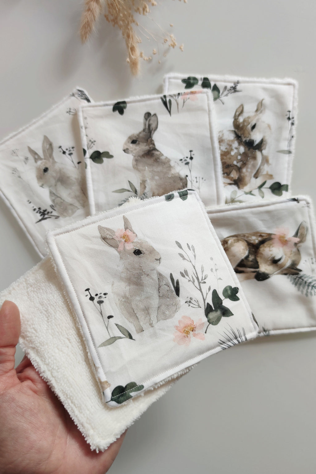 Lot de 6 lingettes lavables - Animaux