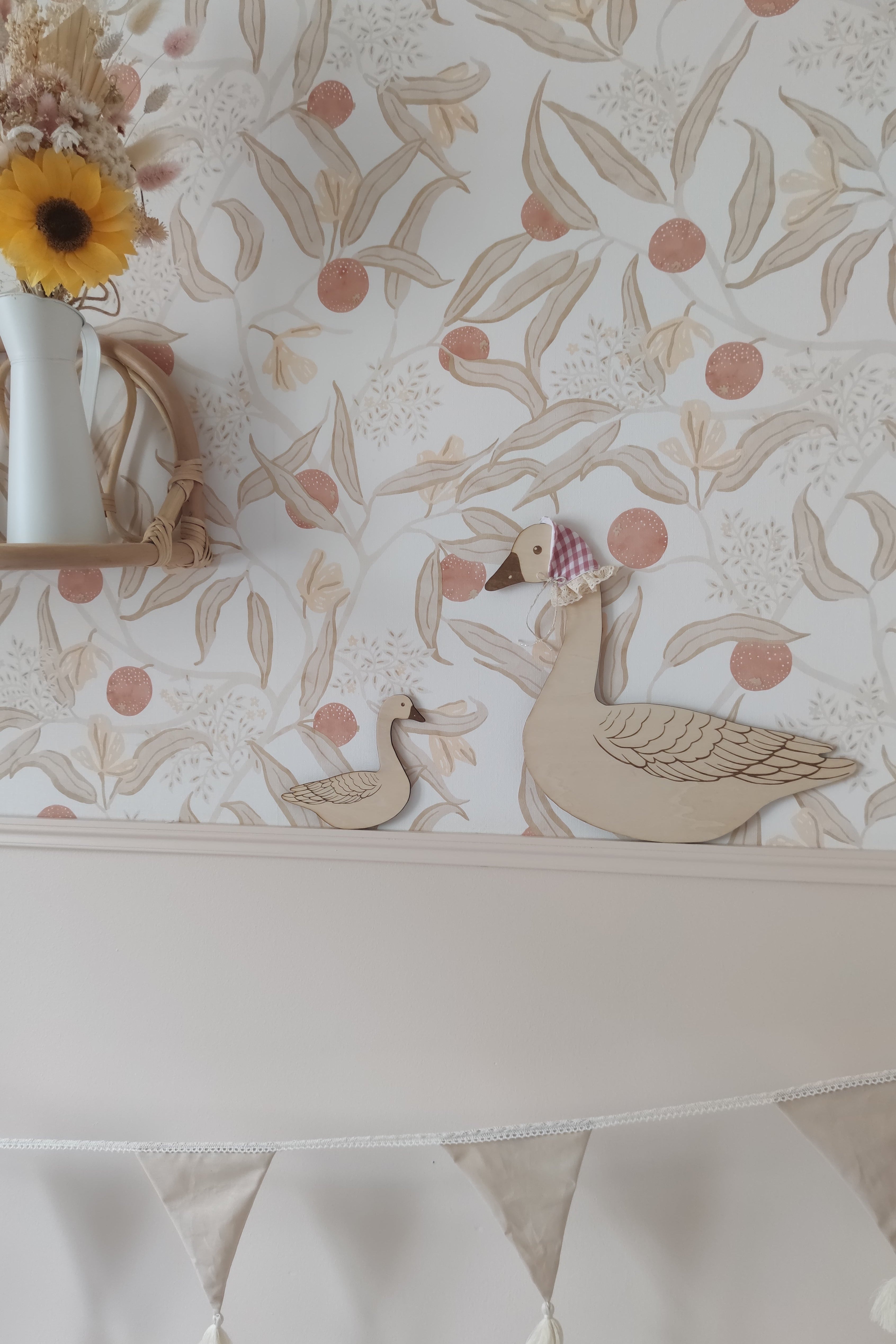 Forme en bois - Oie et son bébé