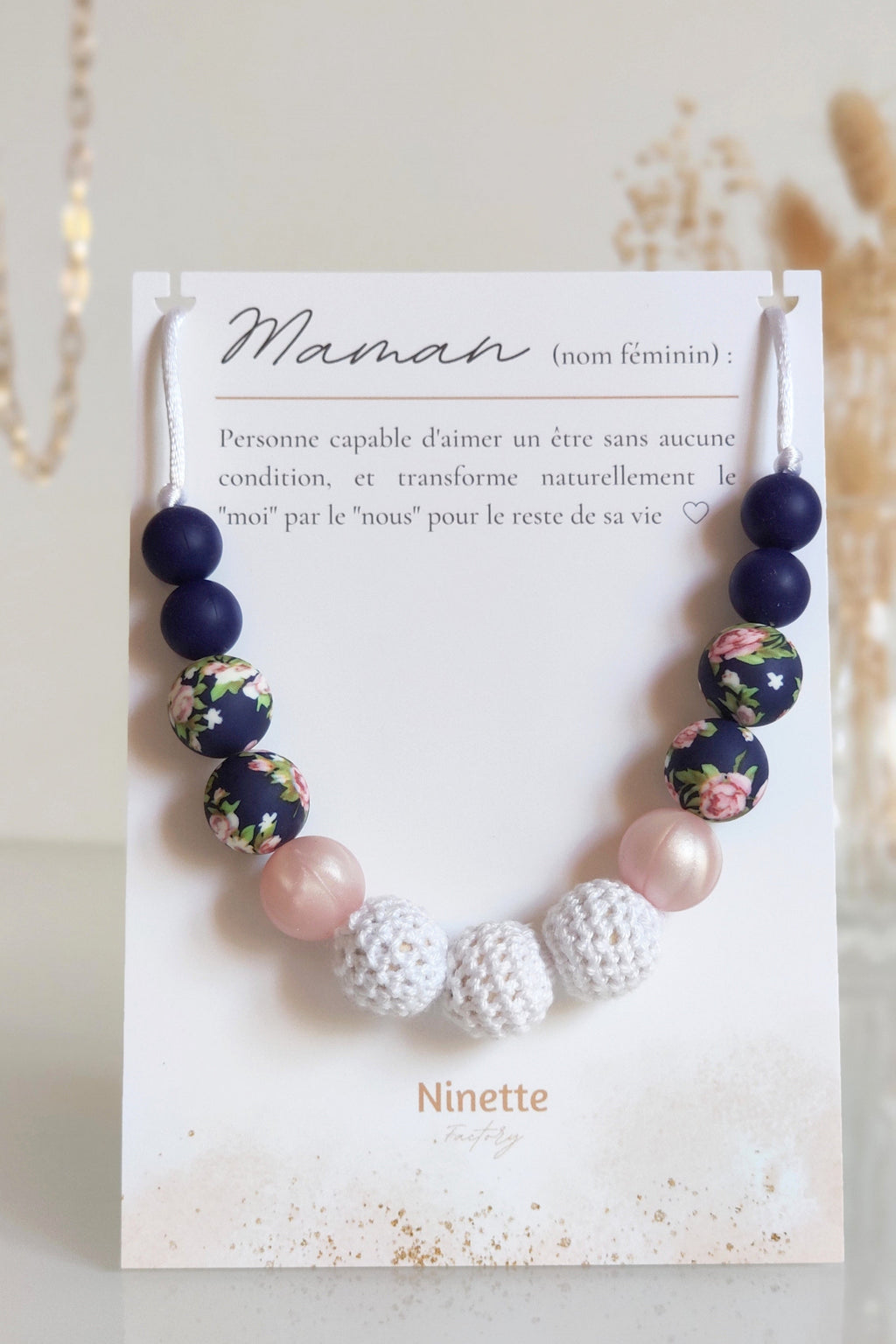 Collier d'allaitement - Hortensia bleu nuit