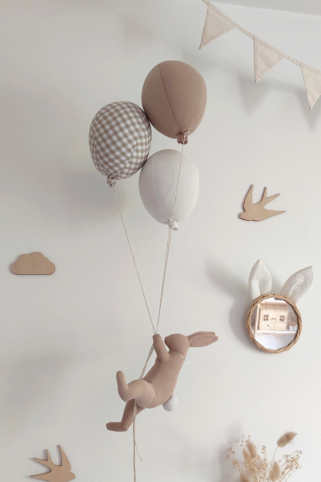 Lapin & ballons - Vichy Beige