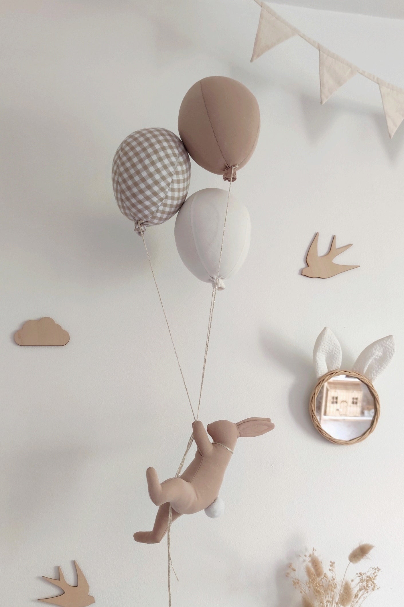 Lapin & ballons - Vichy Beige