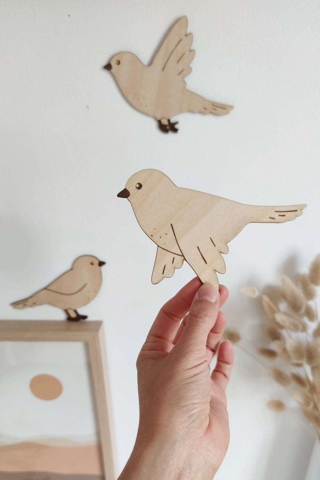 Forme en bois - Trio d'oiseaux