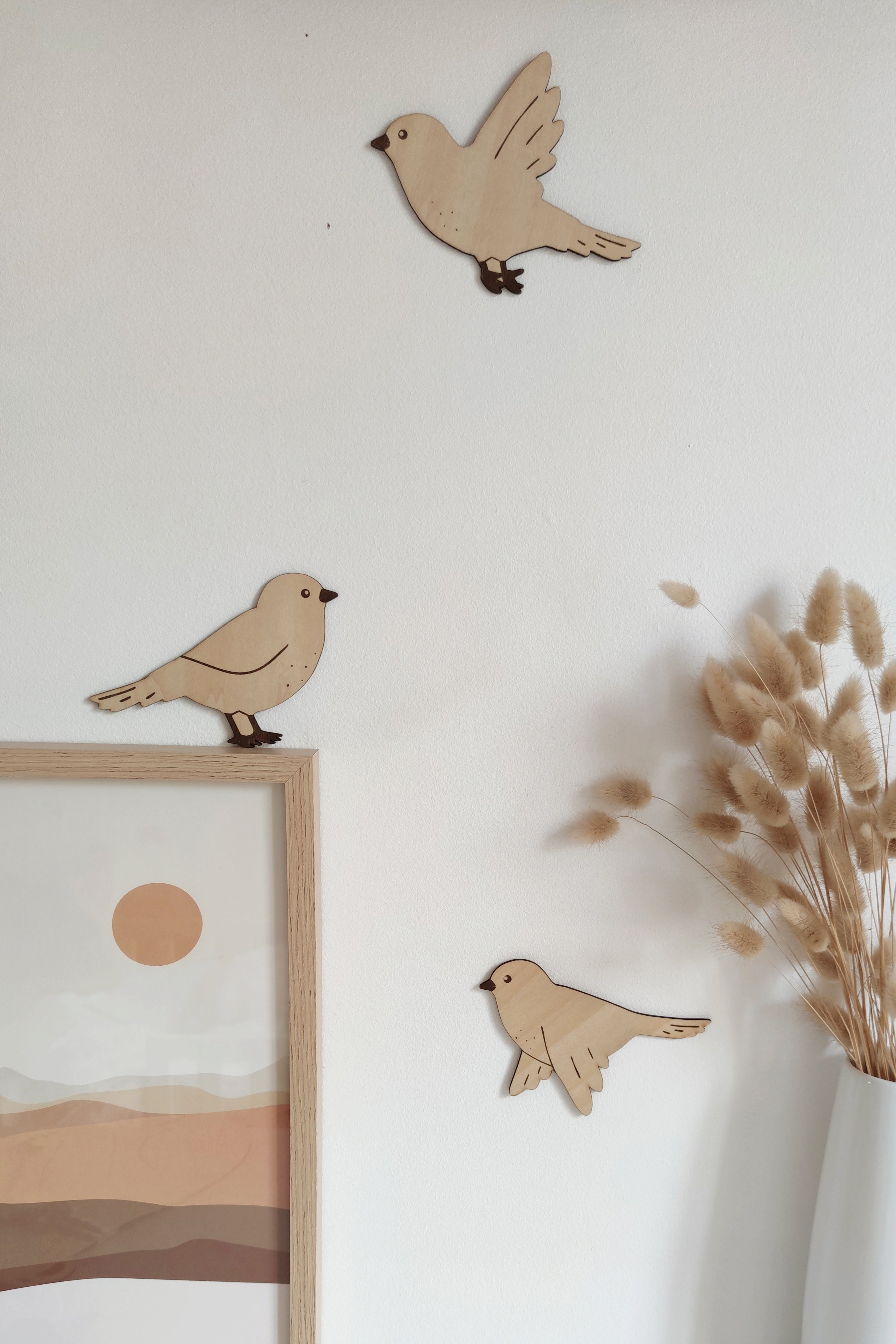 Forme en bois - Trio d'oiseaux