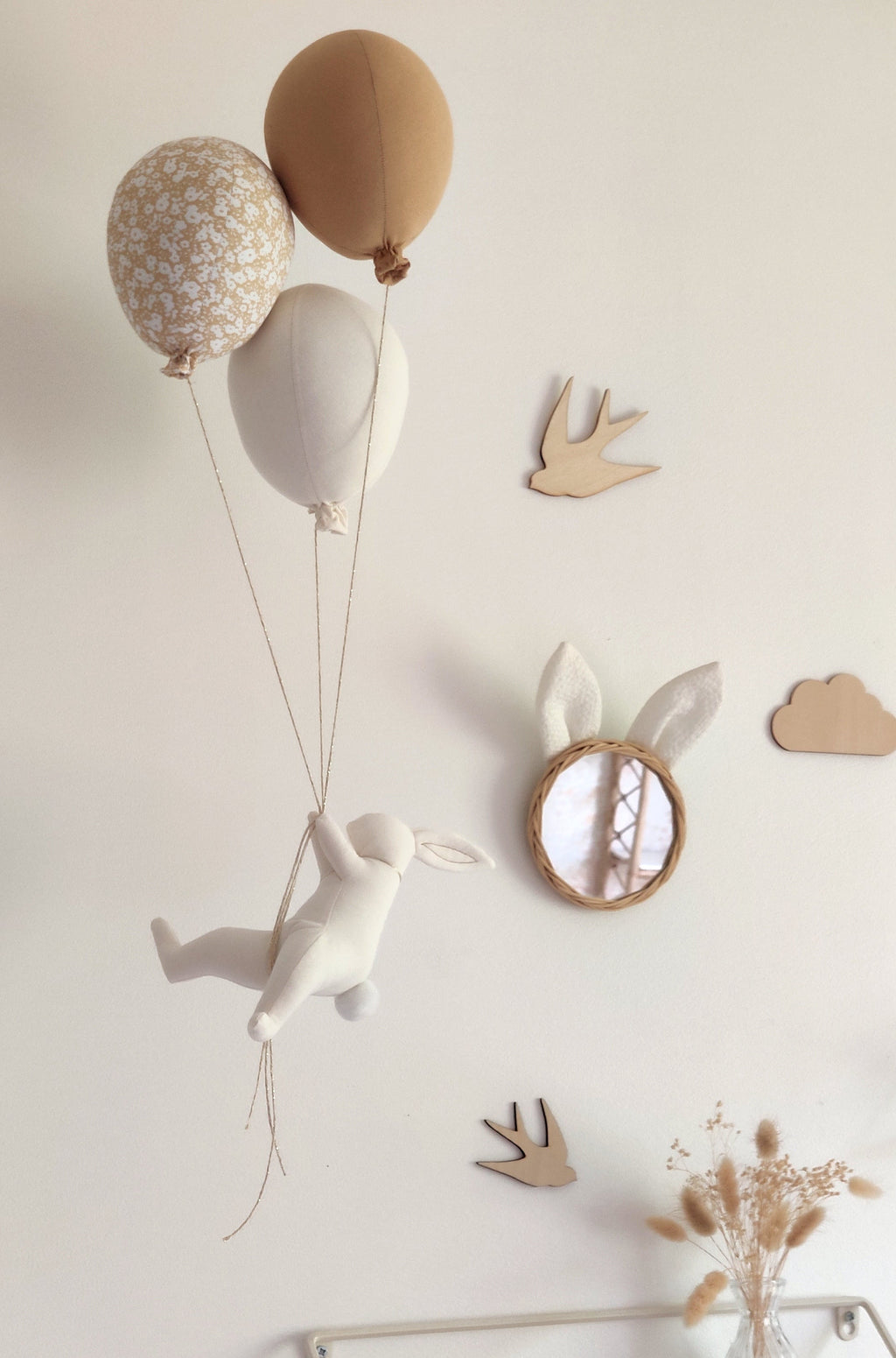 Lapin & ballons - Fleurs Caramel