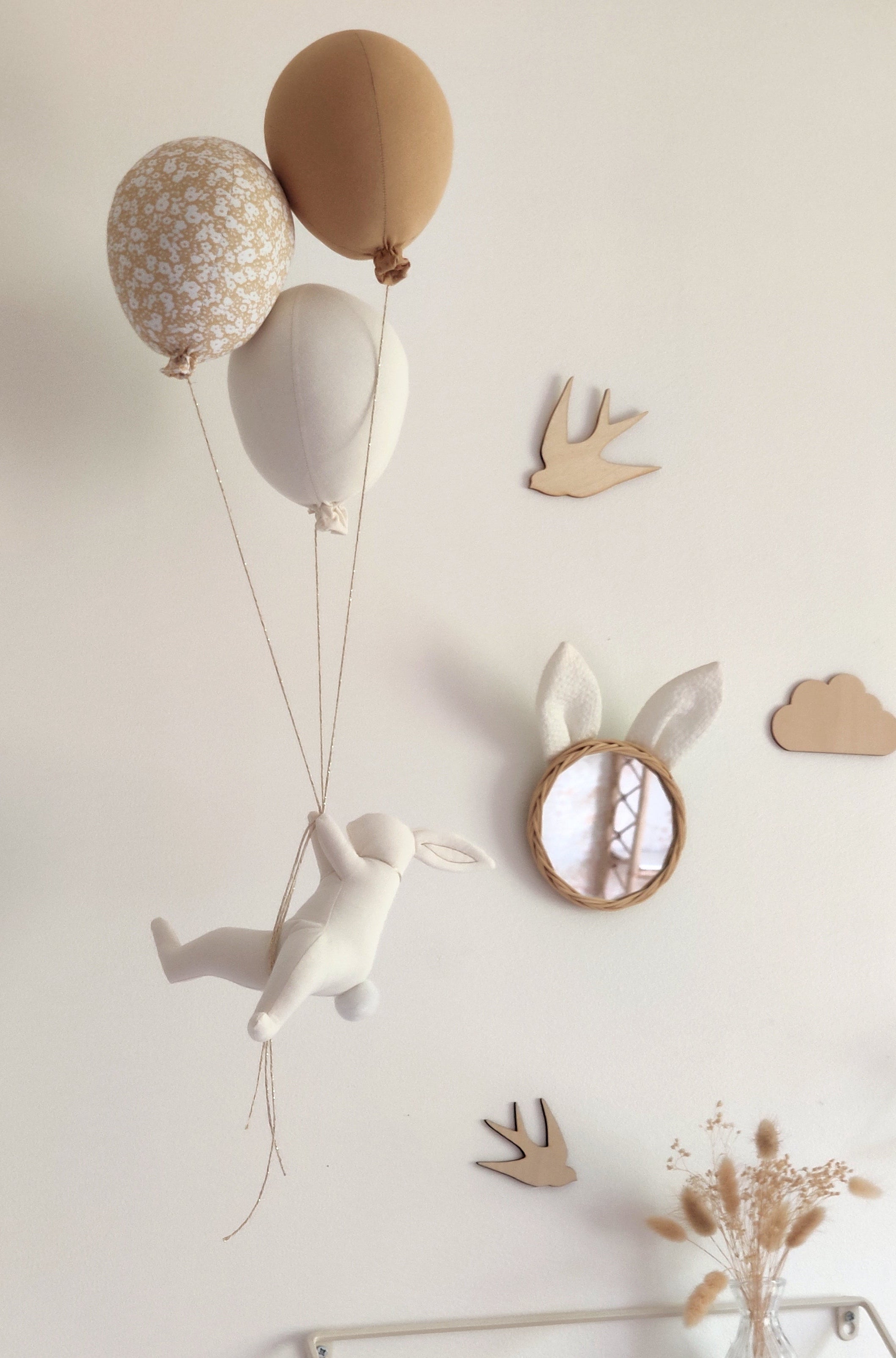 Lapin & ballons - Fleurs Caramel
