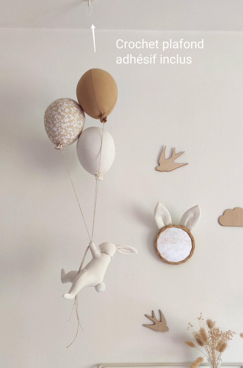 Lapin & ballons - Fleurs Caramel