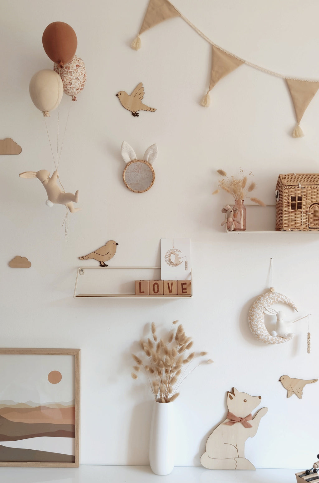 Lapin & ballons - Terracotta