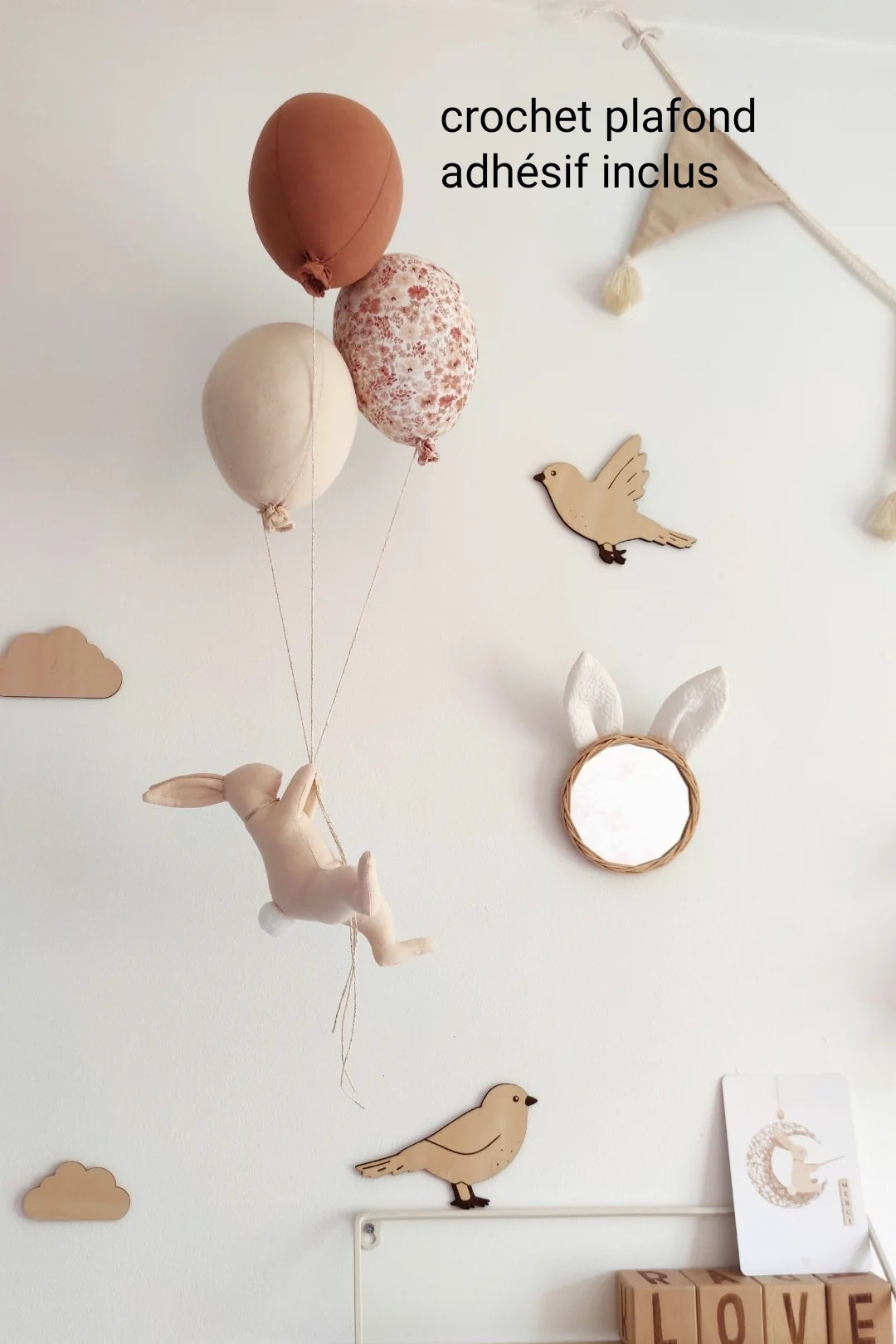 Lapin & ballons - Terracotta