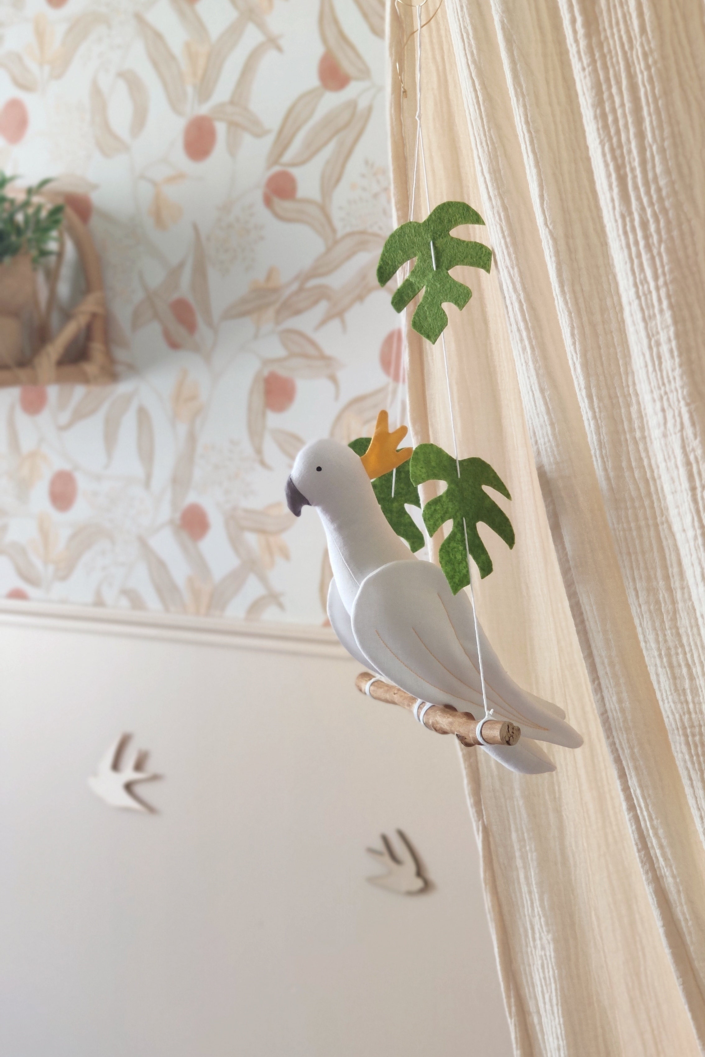 Crested Cockatoo parrot on its branch