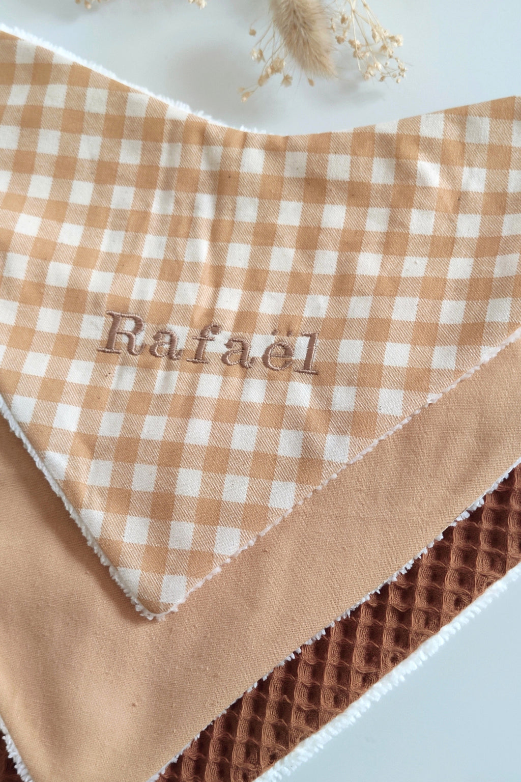 Lot de 3 bavoirs bandana - Camel