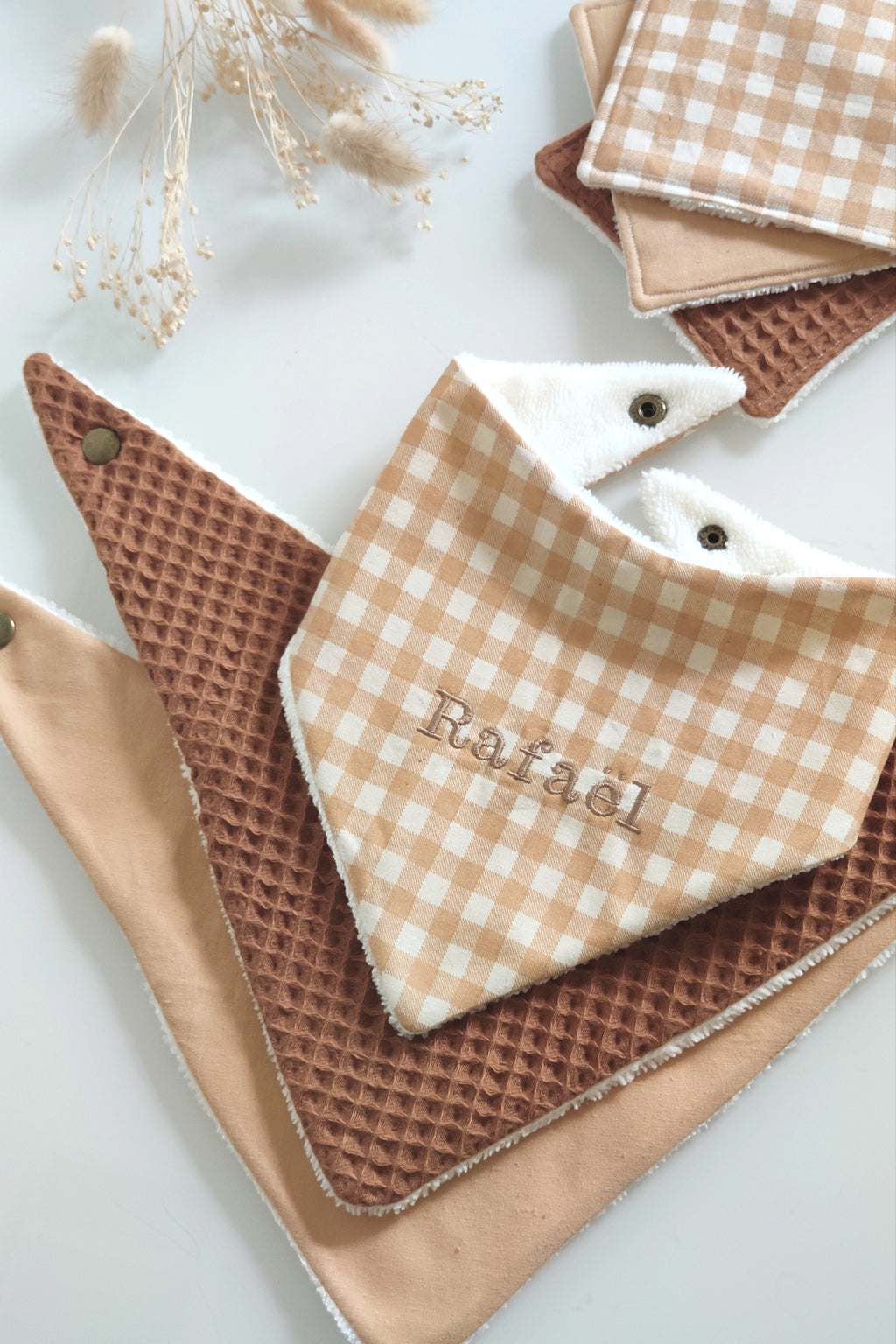 Lot de 3 bavoirs bandana - Camel