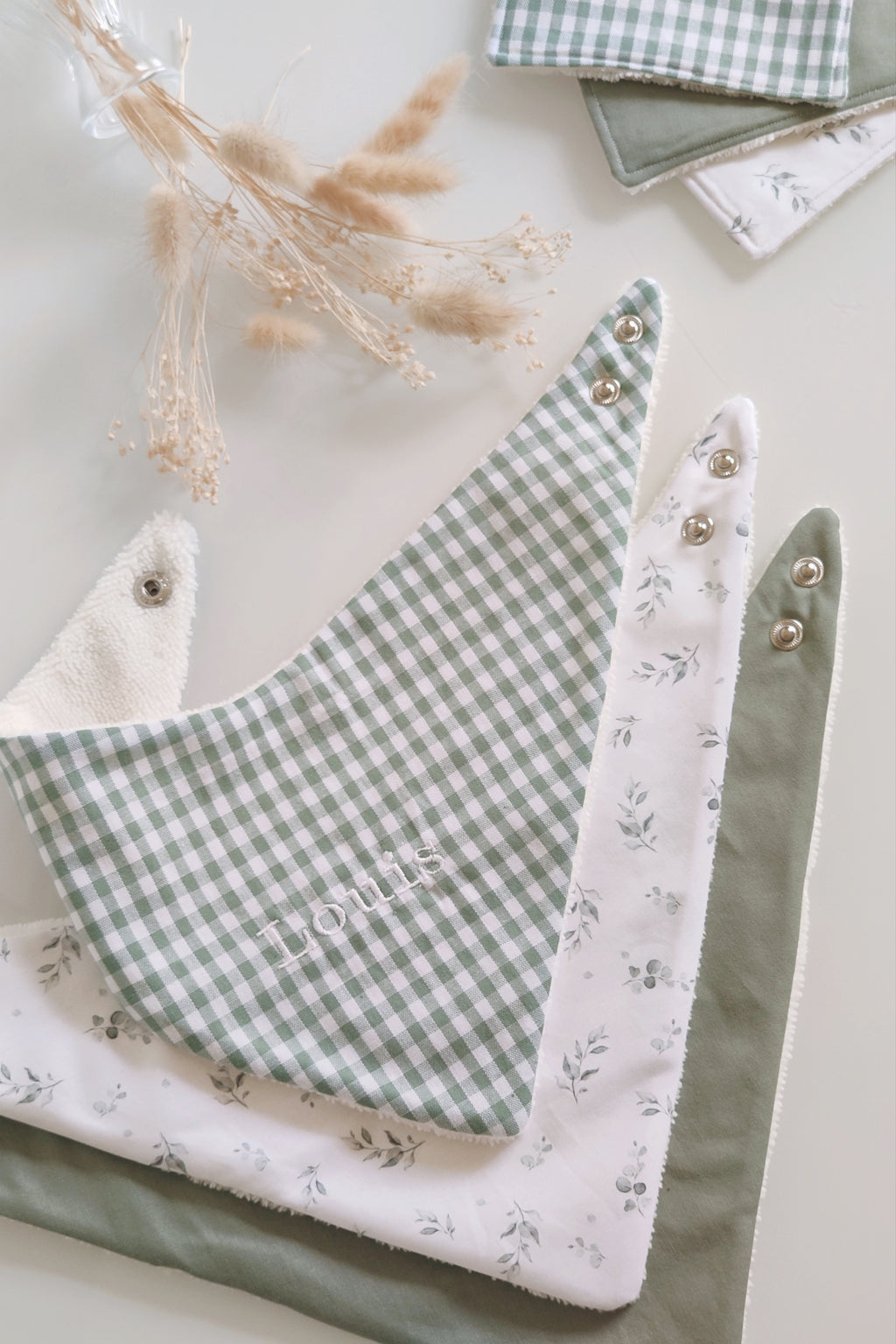 Lot de 3 bavoirs bandanas - Vert