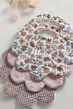Lot de 3 bavoirs fleurs - Vieux rose