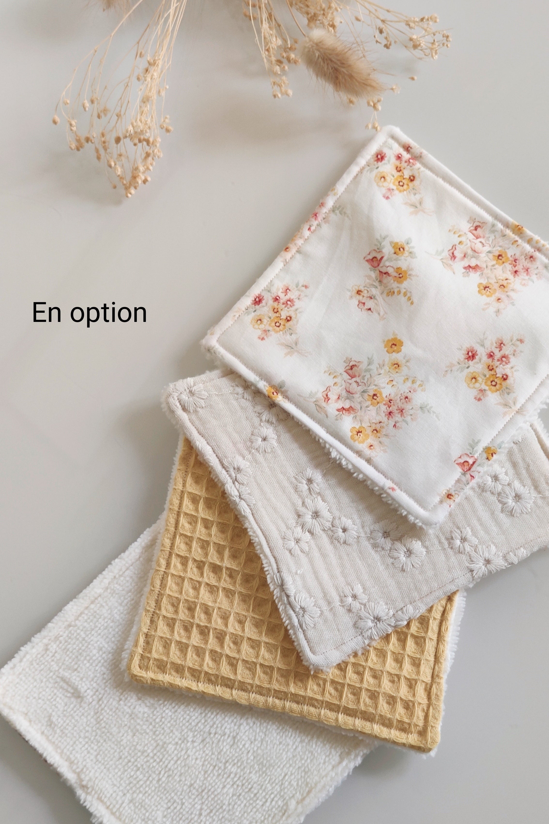 Lot de 3 bavoirs fleurs - Jaune Soleil