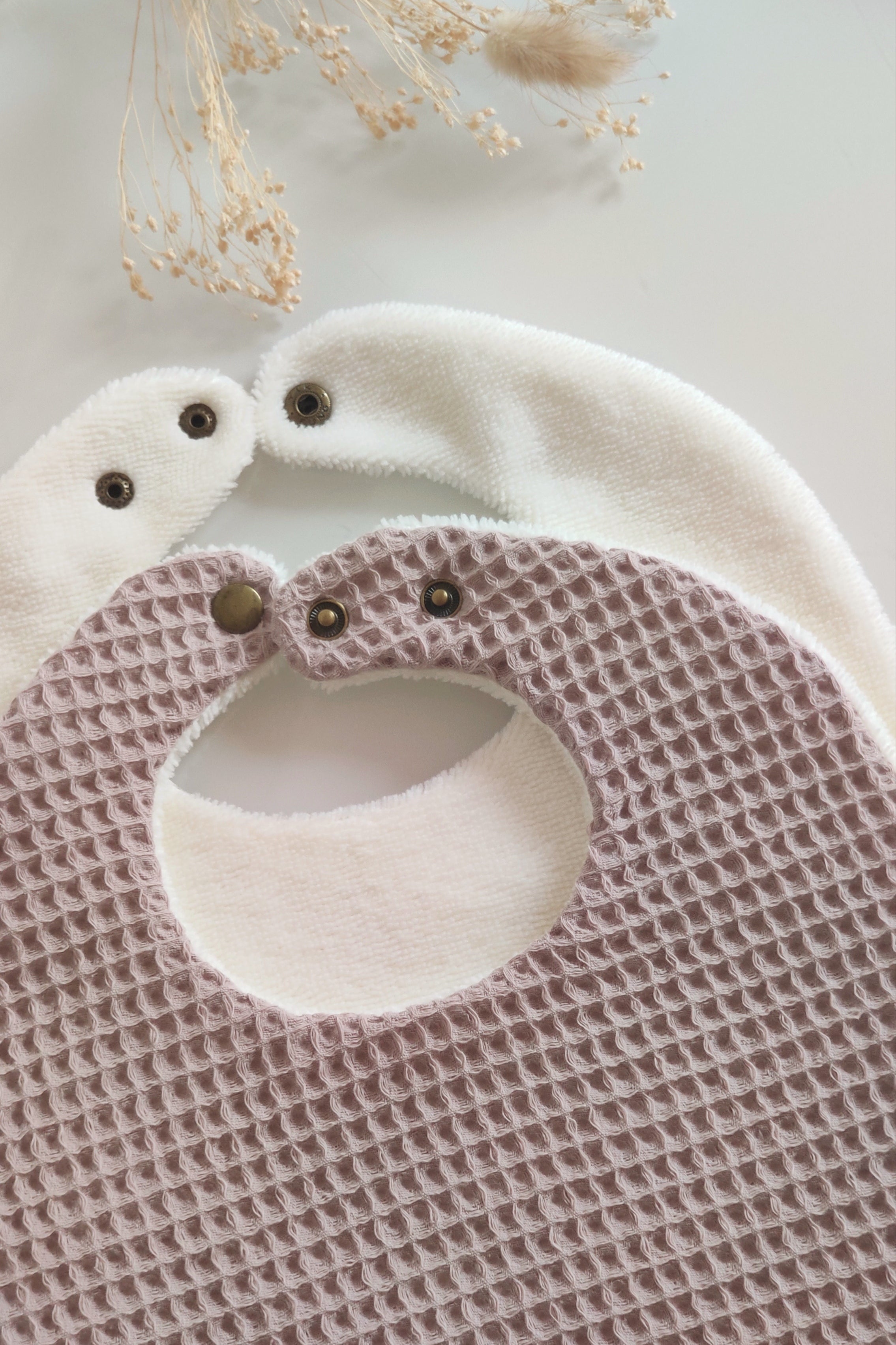 Lot de 3 bavoirs dentelle - Rose clair