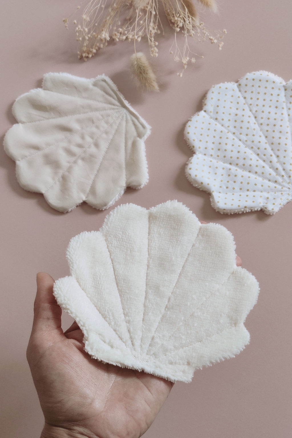 Lingettes lavables réutilisables - Coquillages