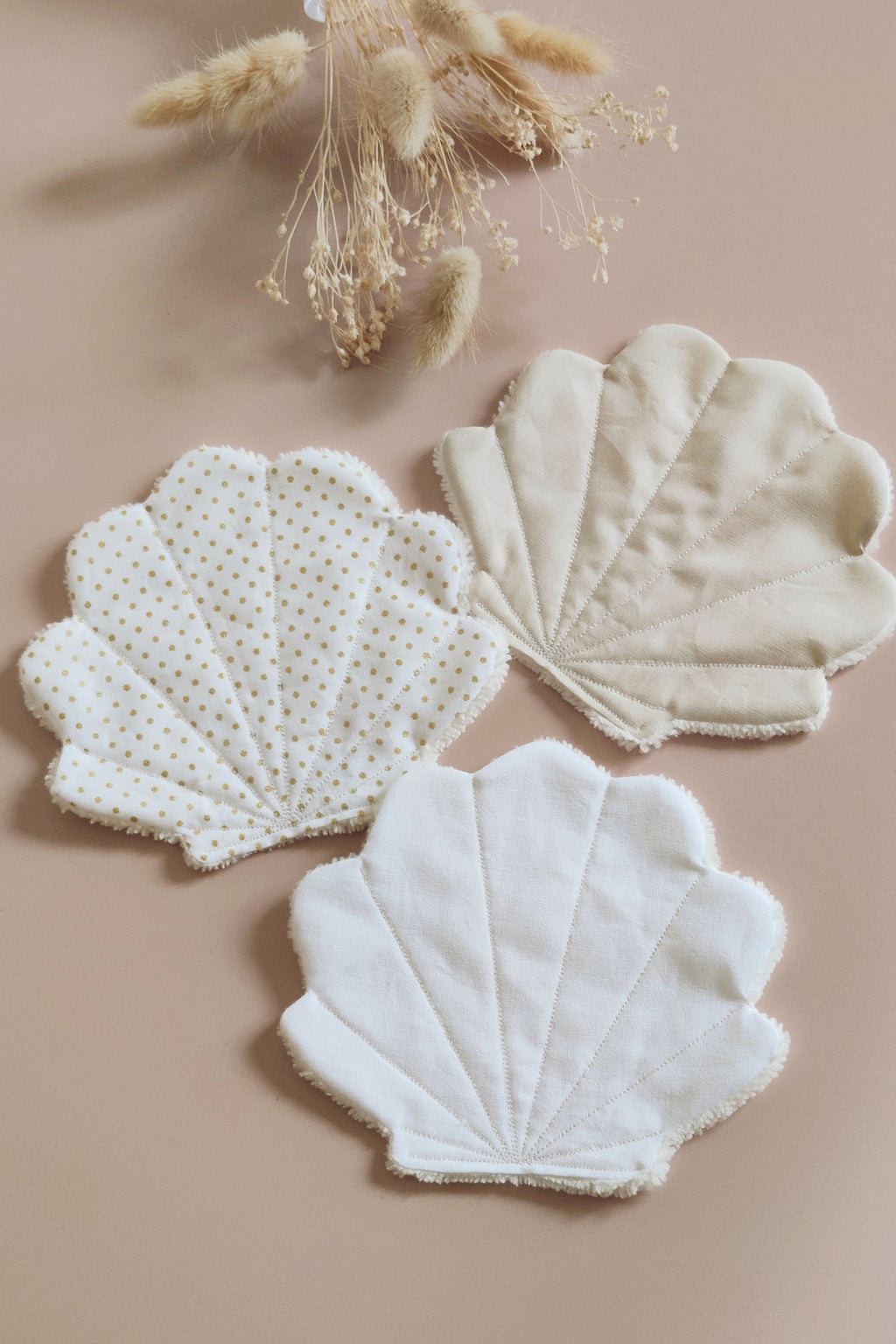 Lingettes lavables réutilisables - Coquillages