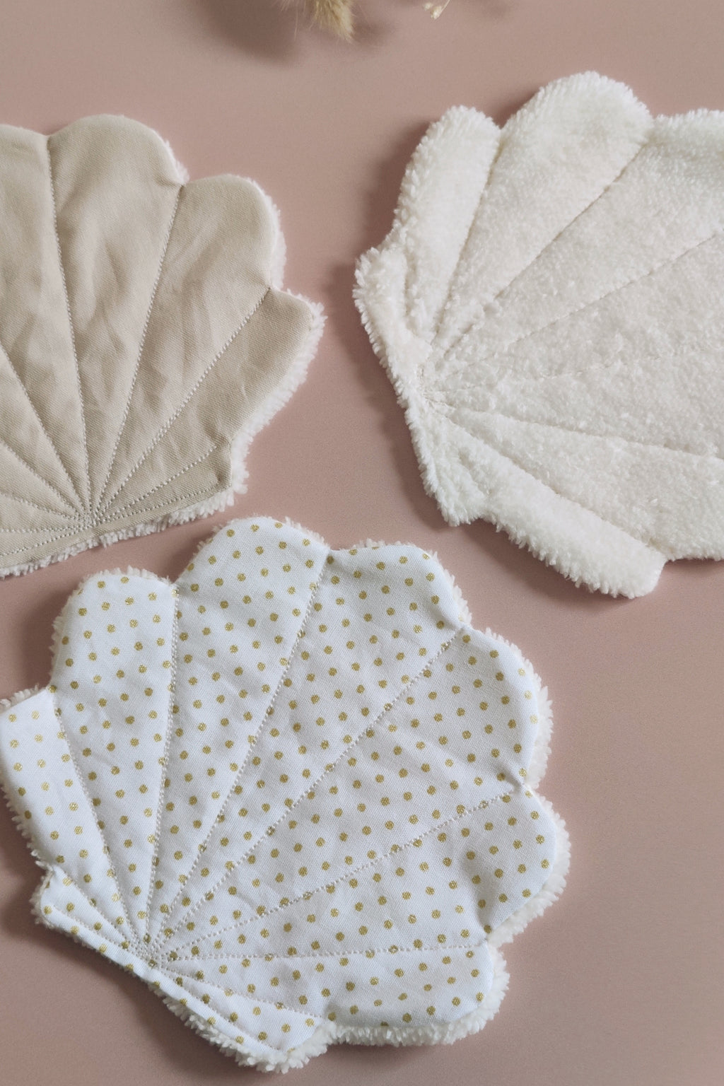 Lingettes lavables réutilisables - Coquillages