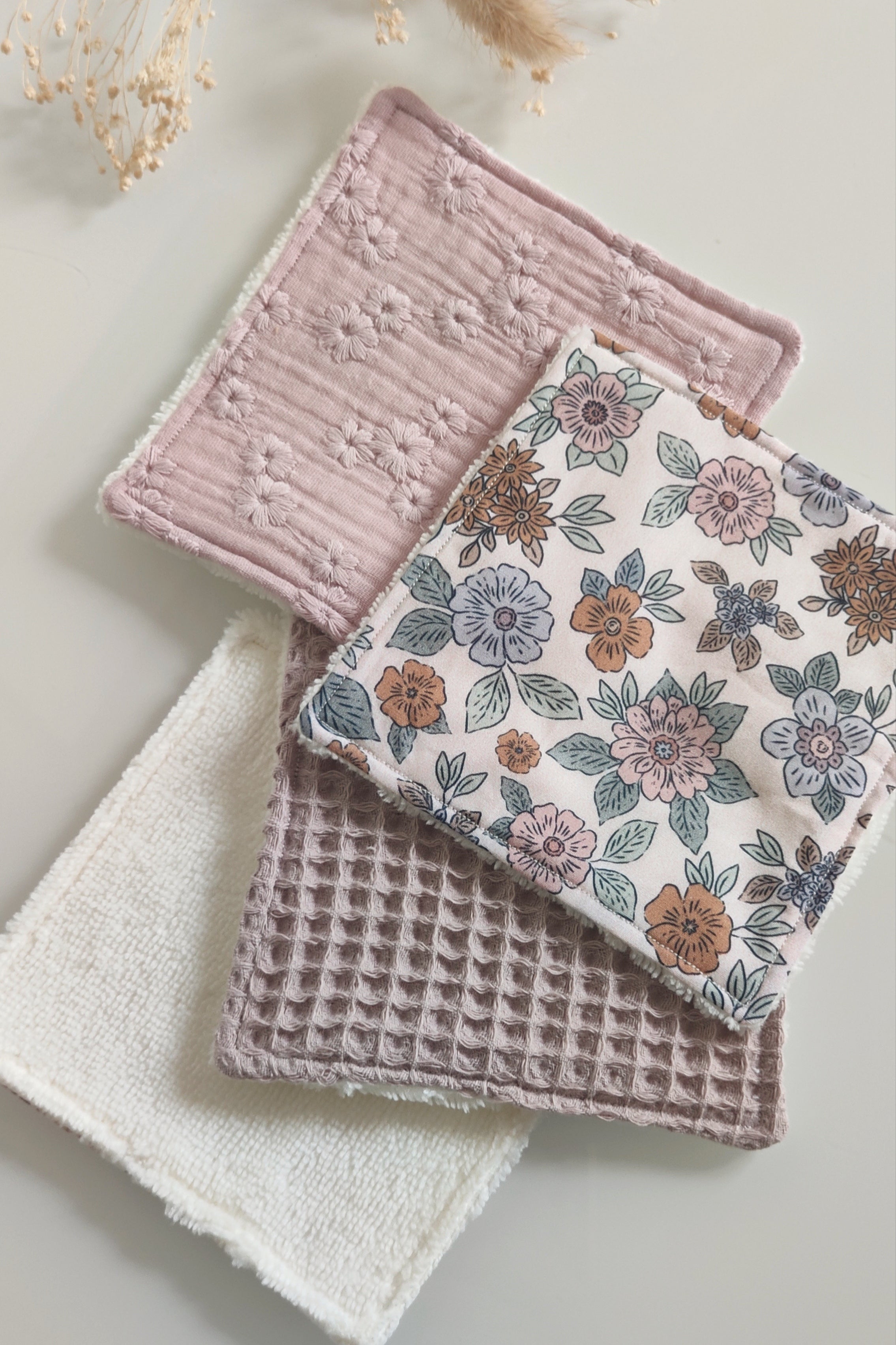 Lingettes lavables réutilisables - Vieux rose