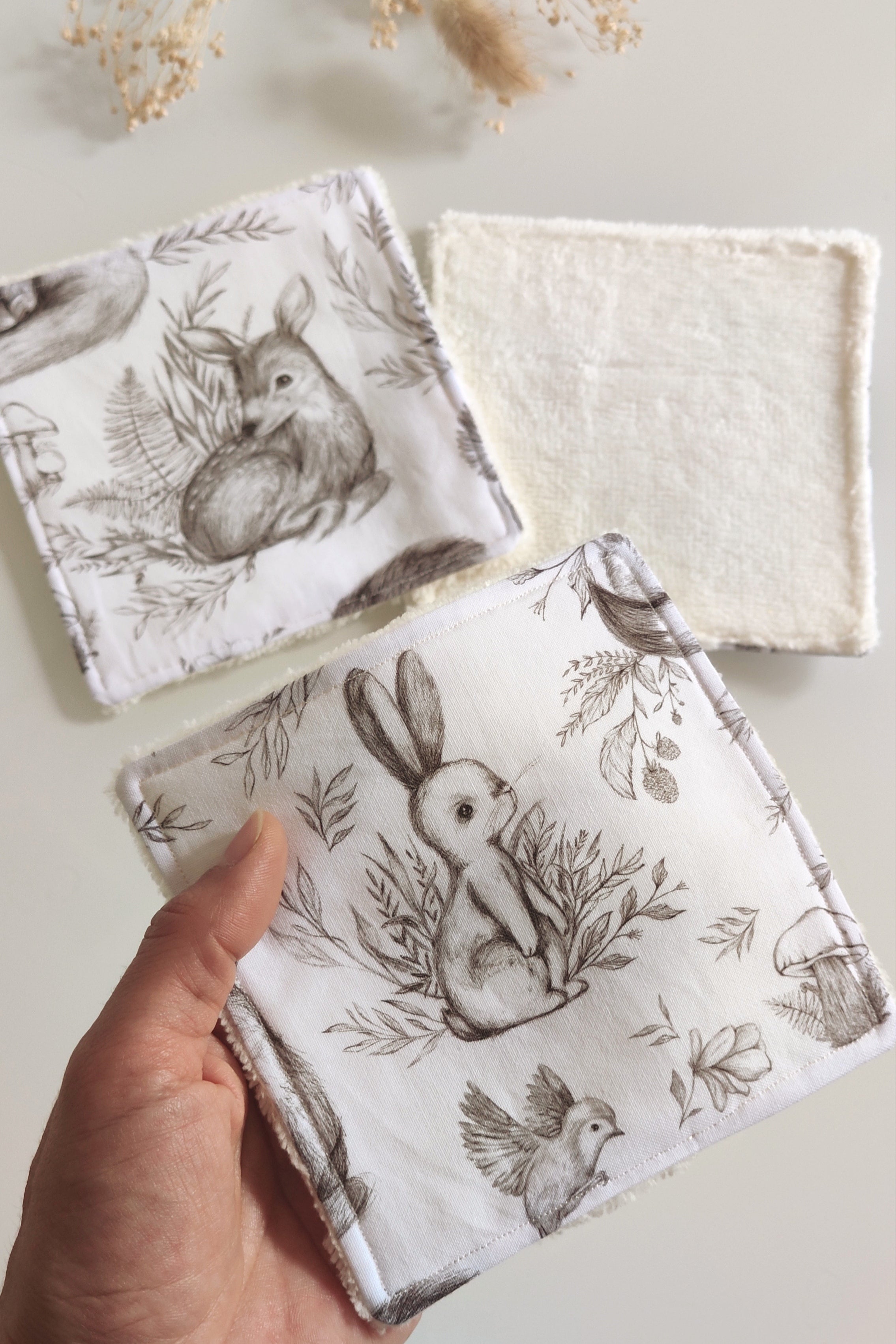 Lingettes lavables réutilisables - Animaux de la forêt