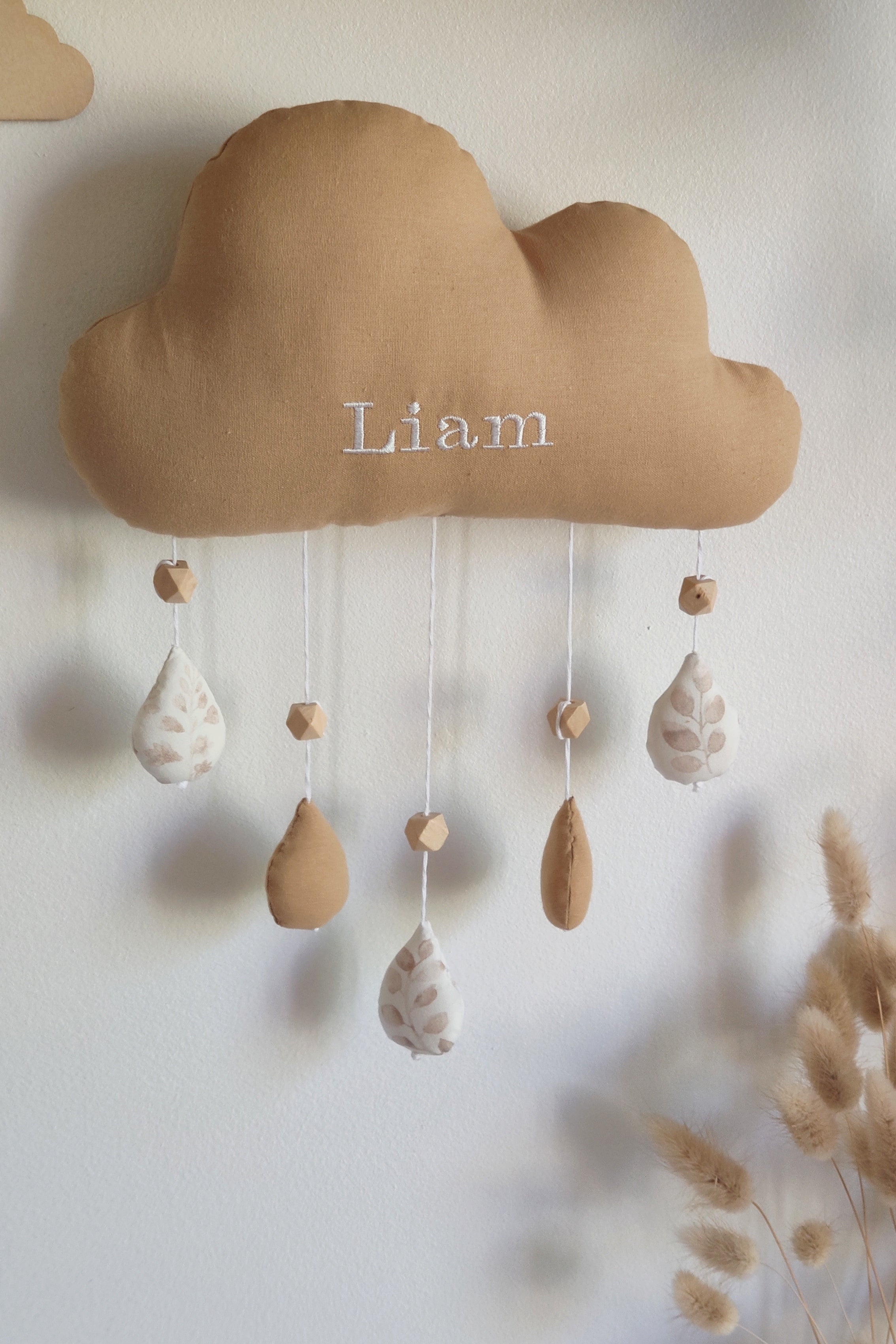 Nuage avec prénom - Beige caramel