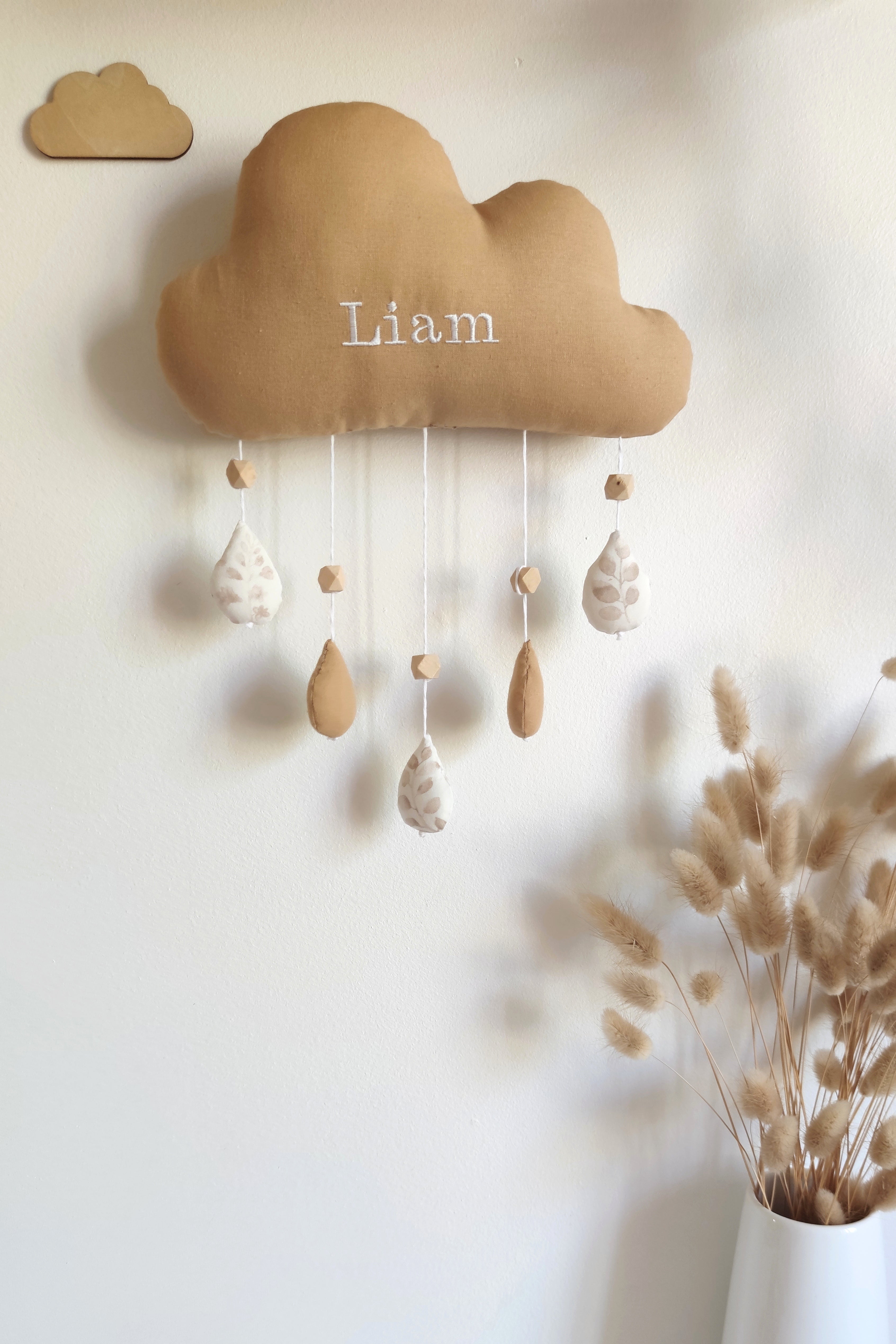Nuage avec prénom - Beige caramel
