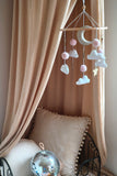 Mobile décoratif lune étoiles - rose doré
