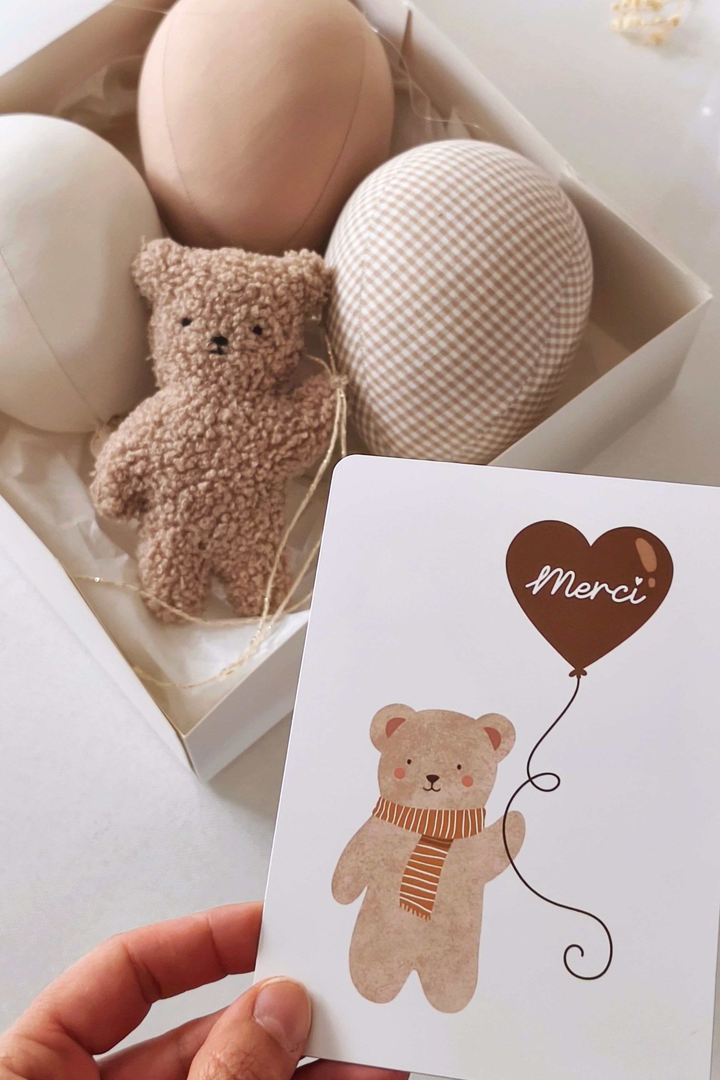 Nounours & ballons - Vichy Beige