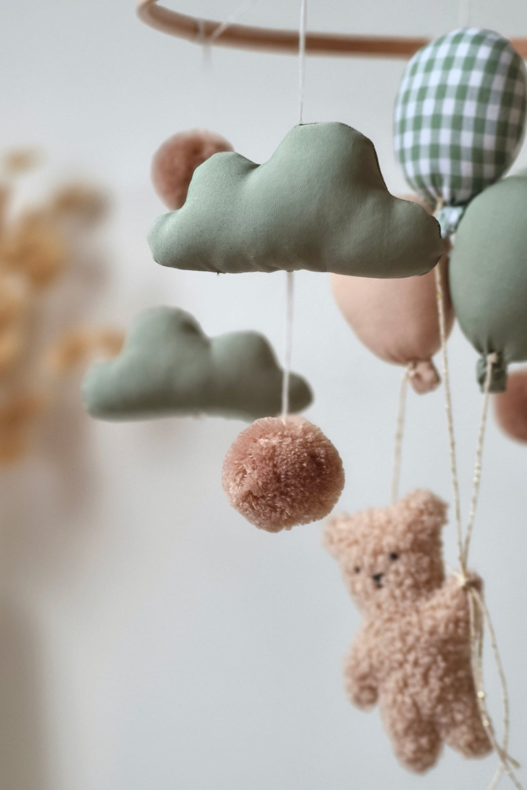 Mobile décoratif Nounours & Ballons - vichy vert