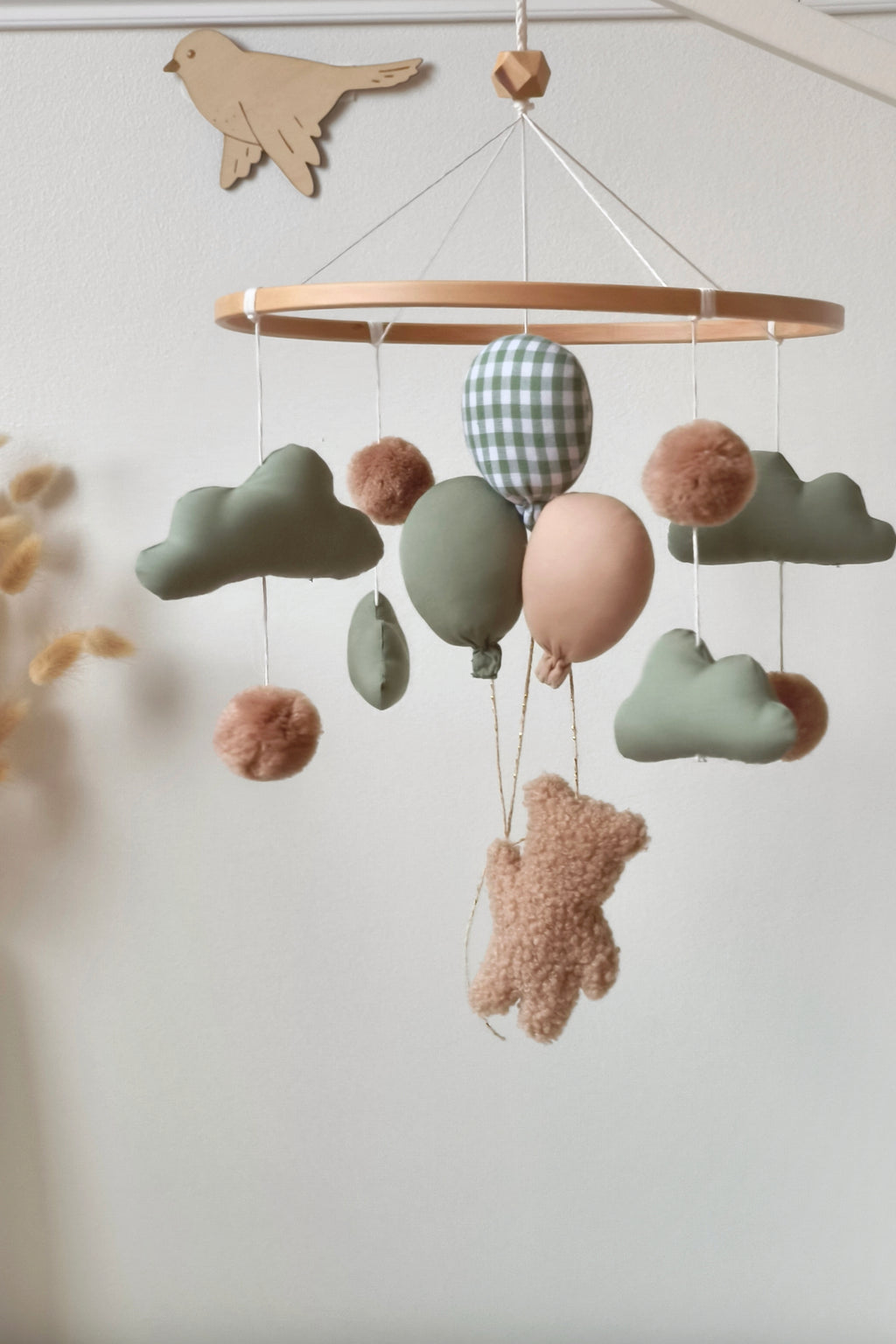 Mobile décoratif Nounours & Ballons - vichy vert