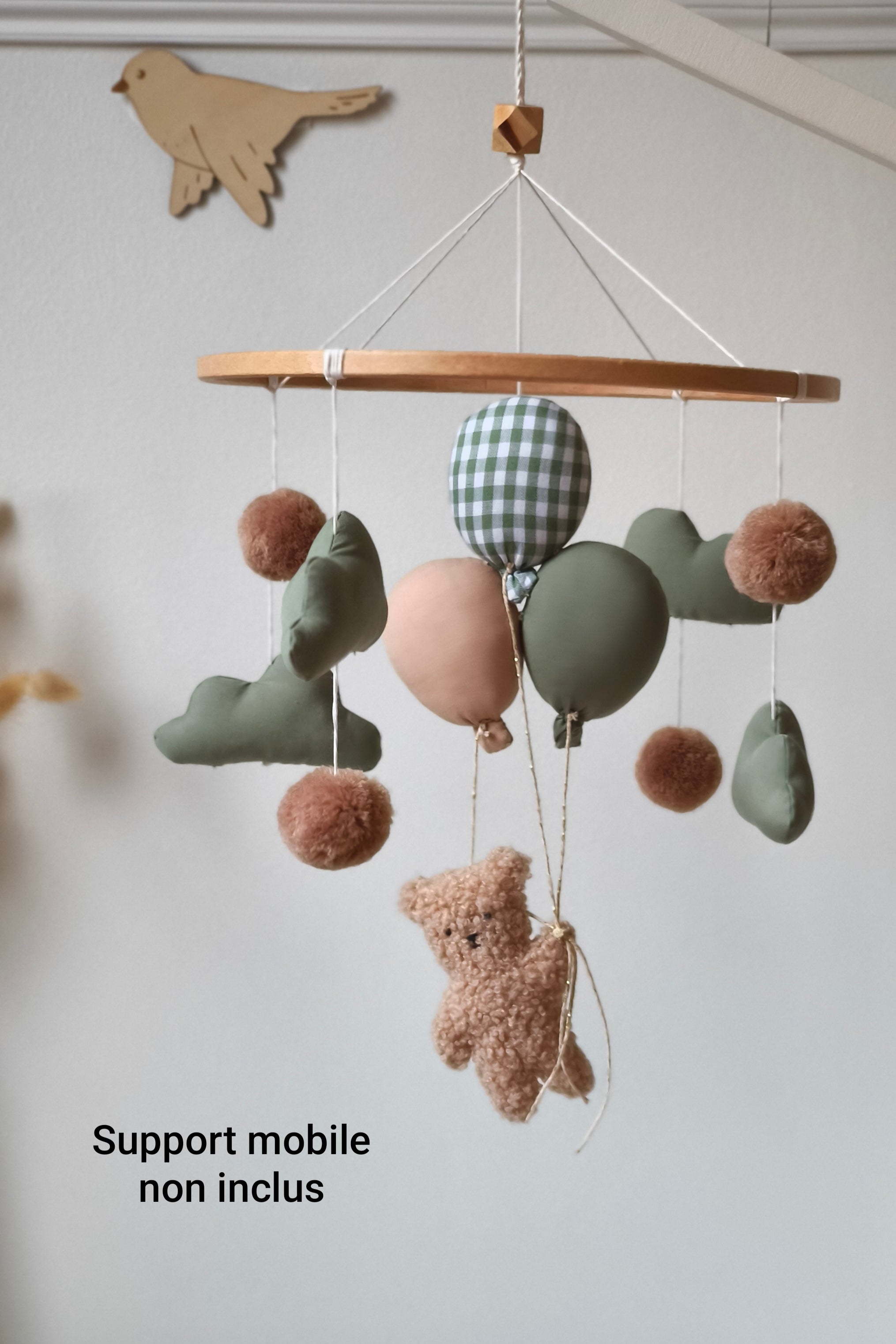 Mobile décoratif Nounours & Ballons - vichy vert
