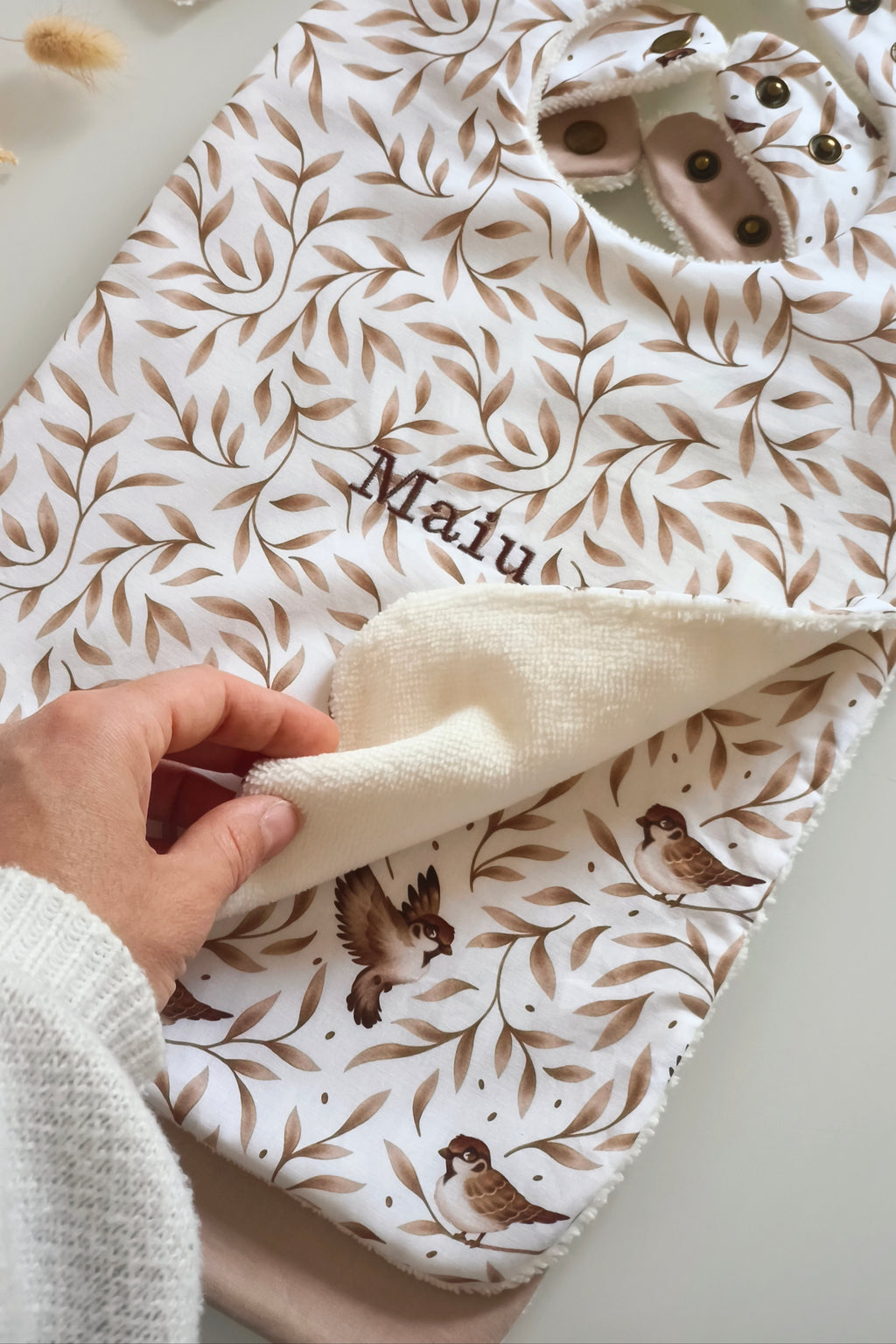 Lot de 3 bavoirs - Oiseaux et brindilles