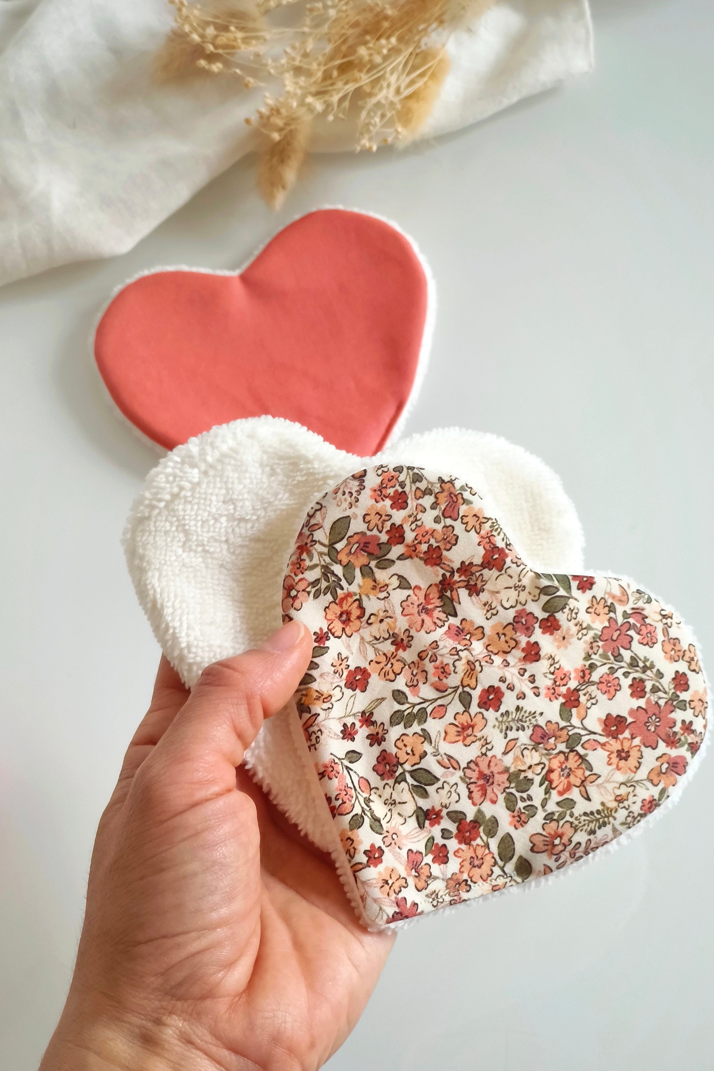 Fête des grands-mères / Lot de 3 lingettes réutilisables cœur ❤️