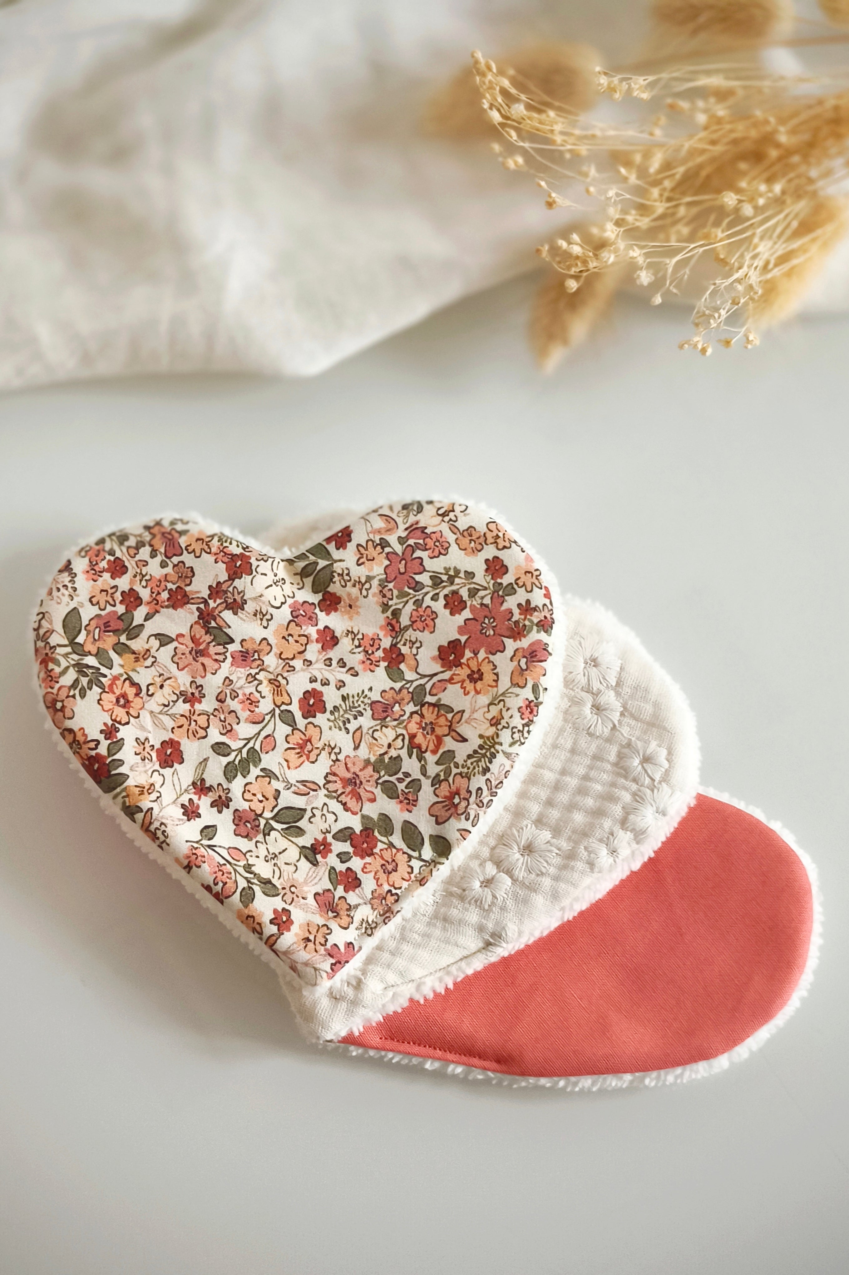 Fête des grands-mères / Lot de 3 lingettes réutilisables cœur ❤️