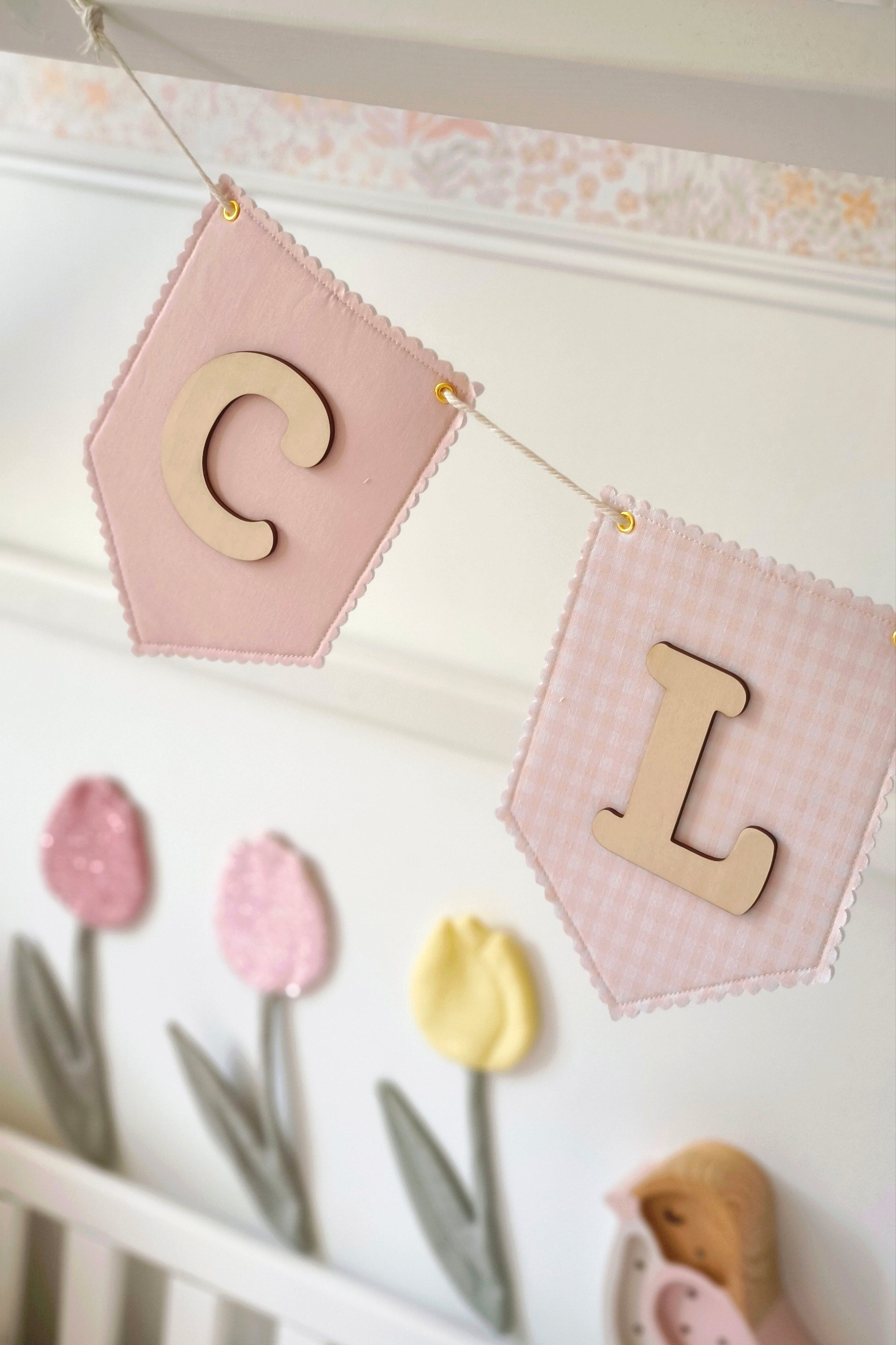 Guirlande prénom et tissus personnalisés