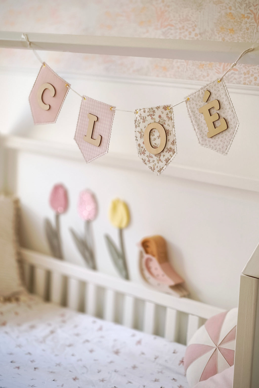 Guirlande prénom et tissus personnalisés