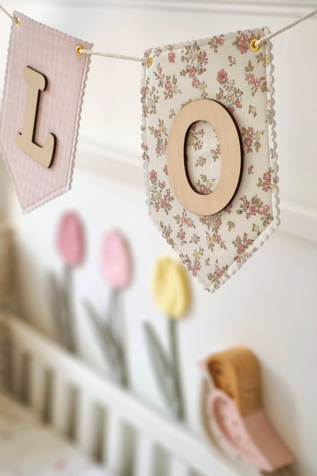 Guirlande prénom et tissus personnalisés