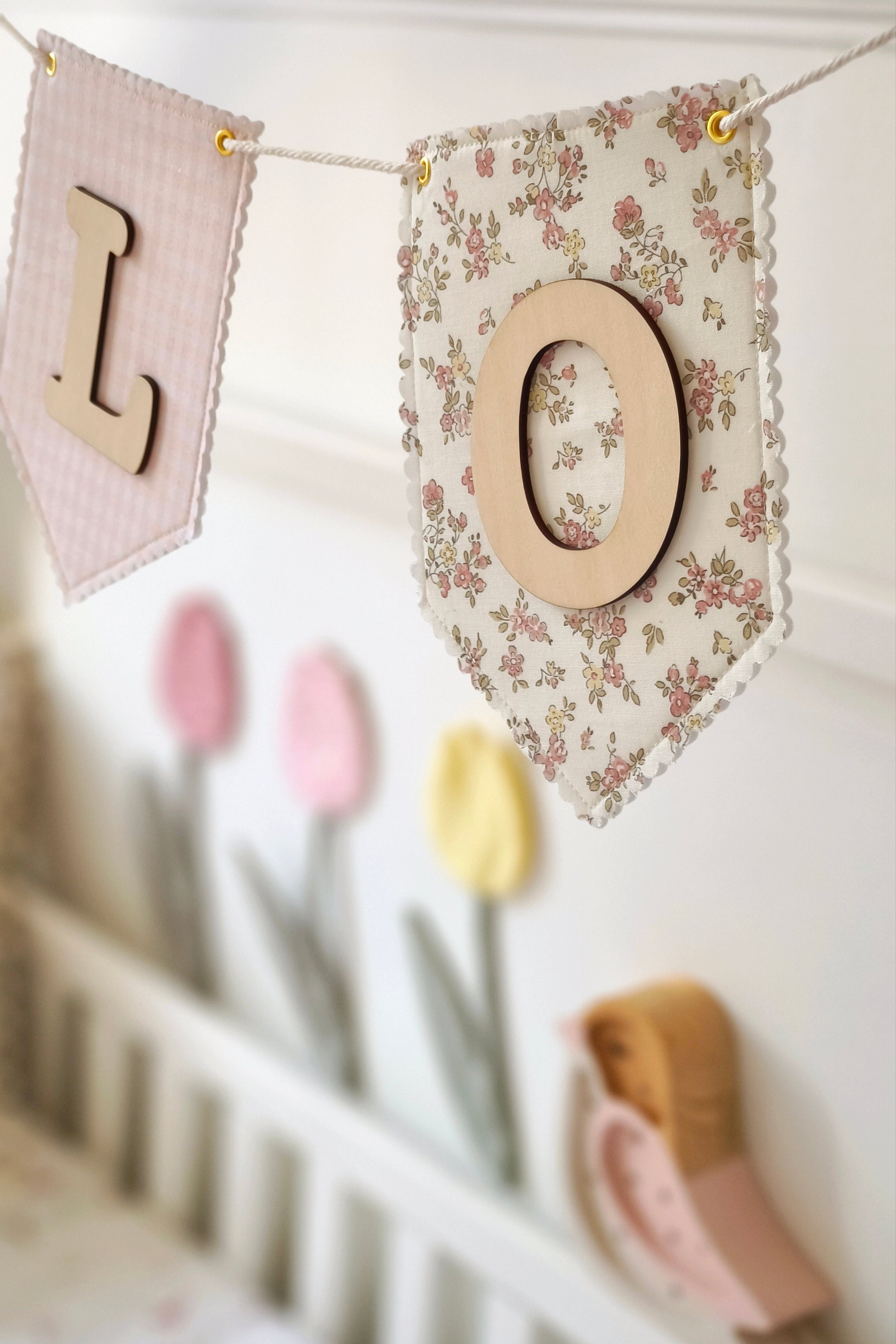 Guirlande prénom et tissus personnalisés