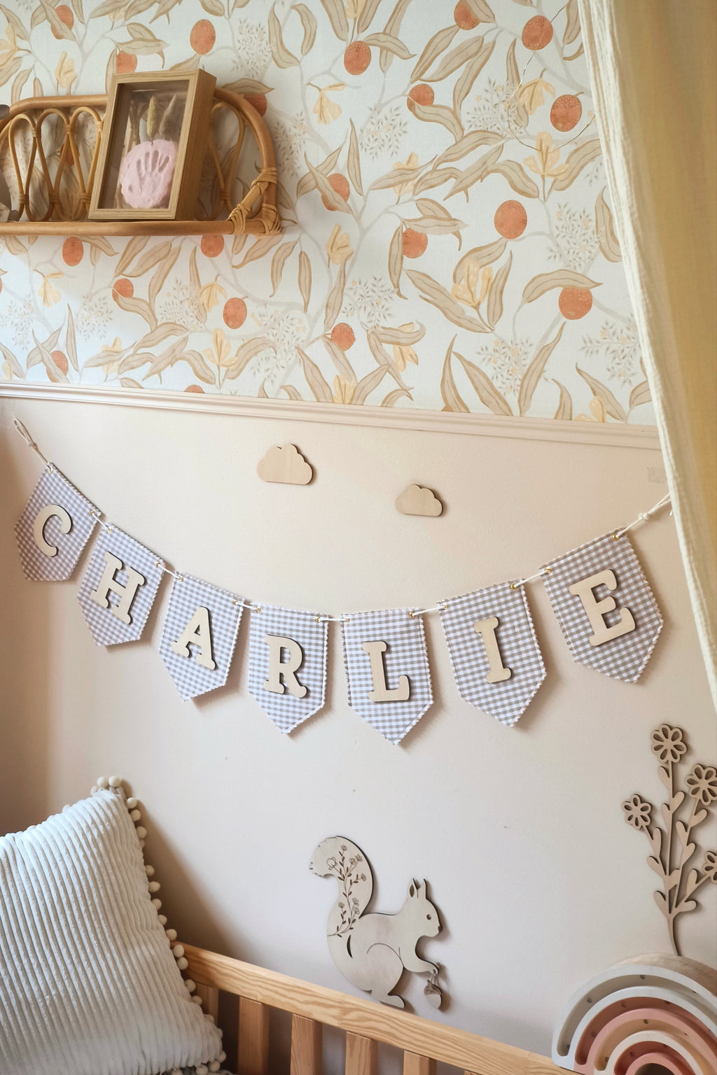 Guirlande prénom et tissus personnalisés