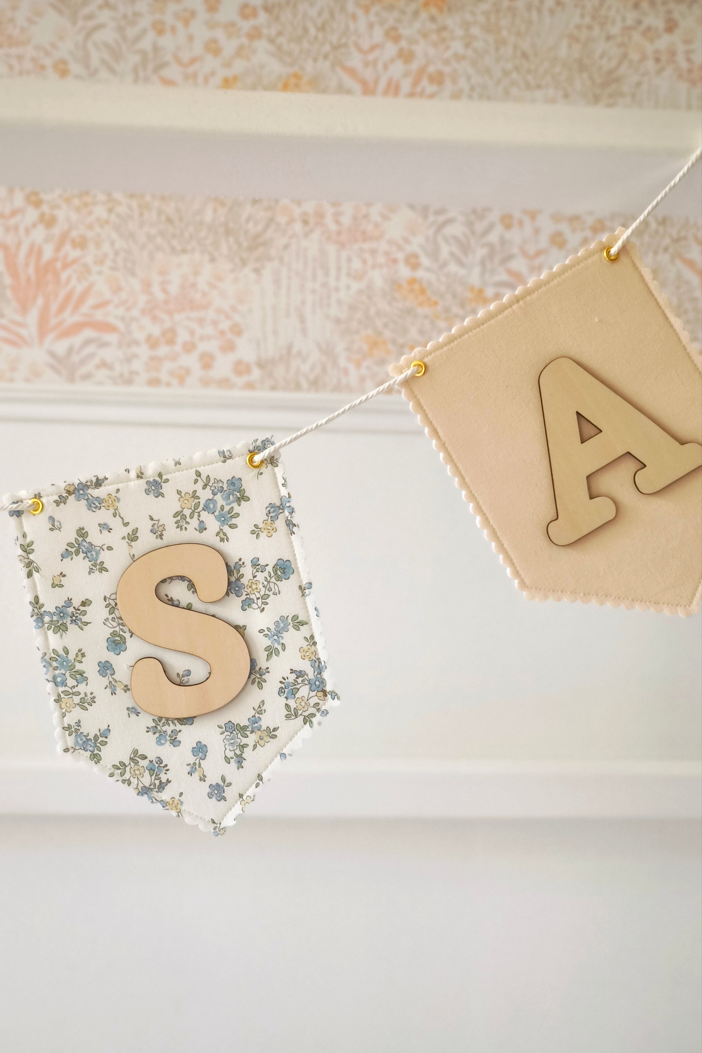 Guirlande prénom et tissus personnalisés