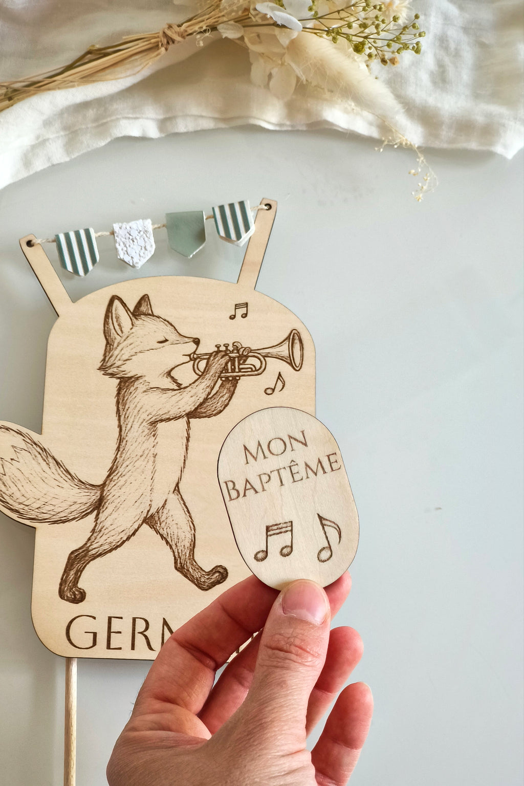 Cake topper réutilisable et personnalisable - Renard