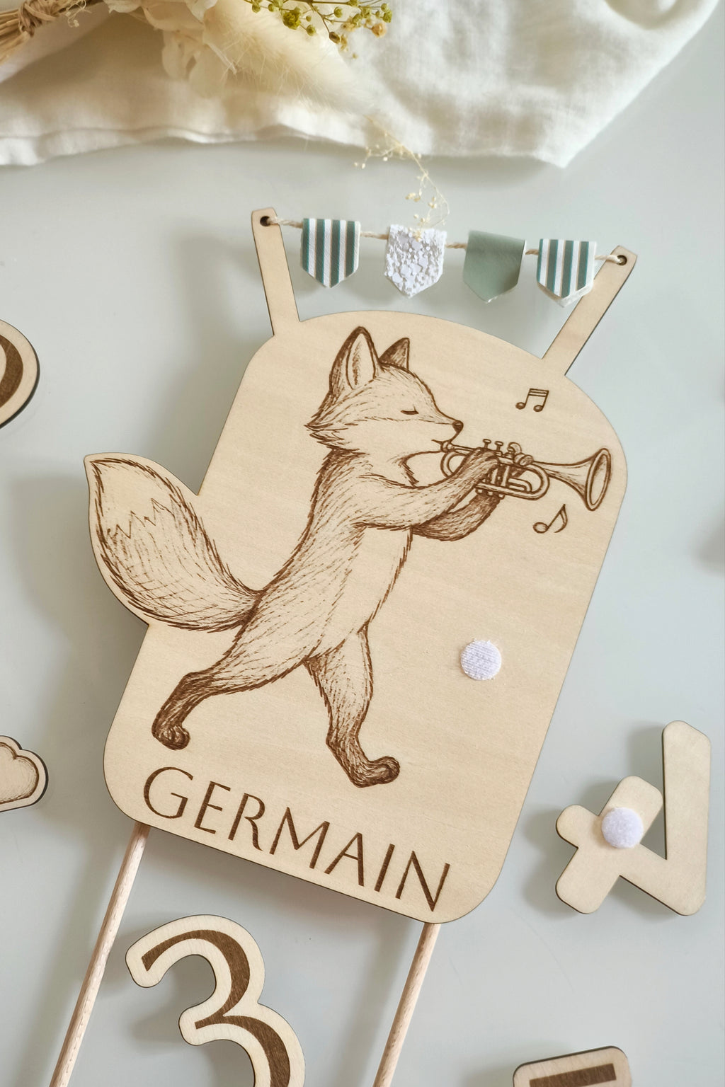 Cake topper réutilisable et personnalisable - Renard